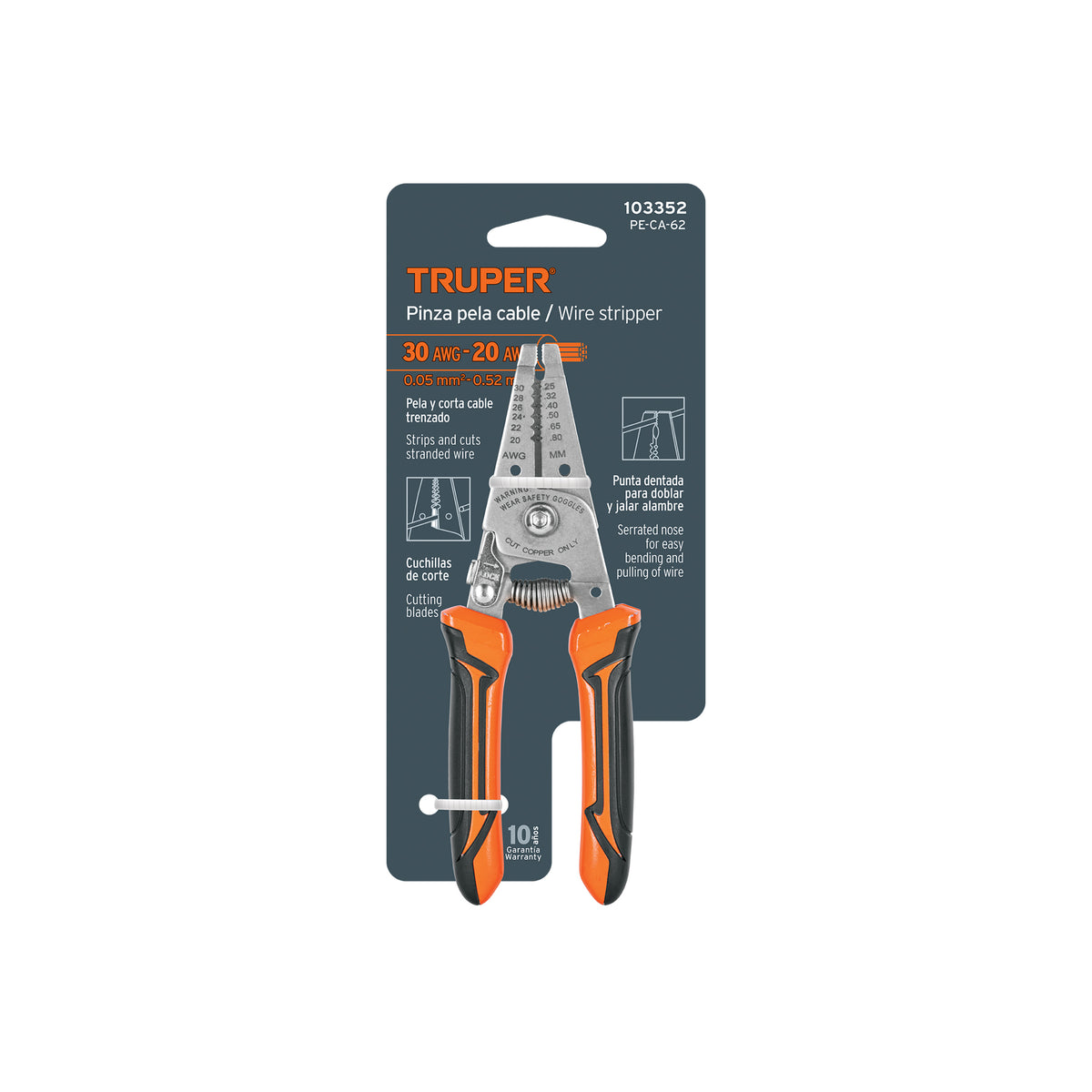 Pinza 6' pela cables, 30 a 20 AWG, TRUPER, Truper, SKU 103352 — vista 2