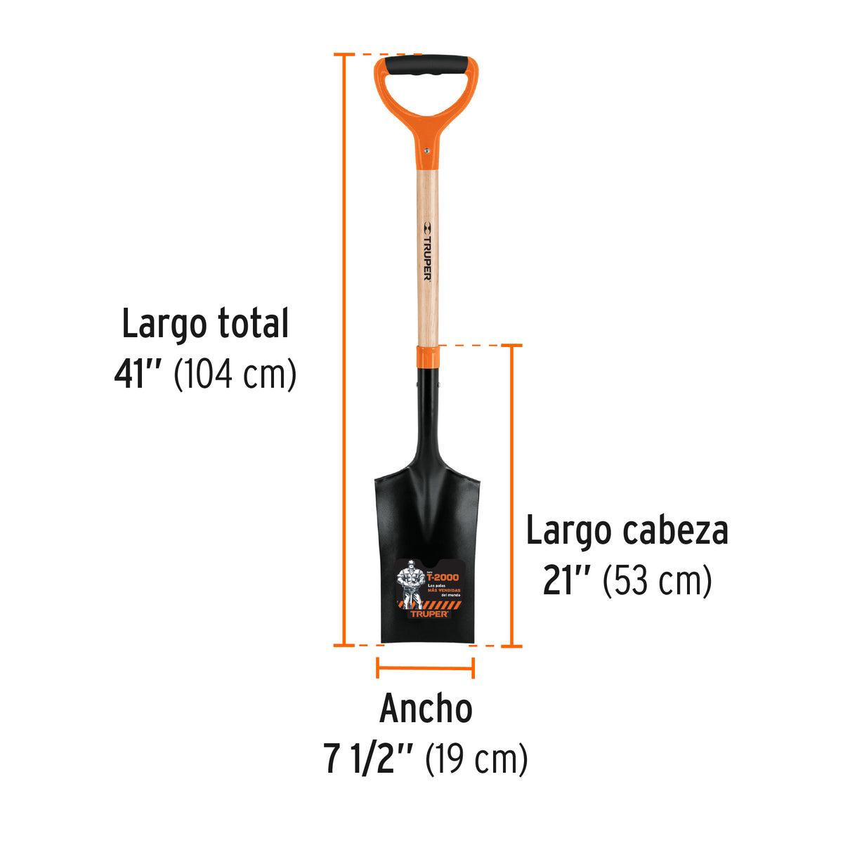 Pala escarramán T-2000, puño doble 'Y', TRUPER, Truper, SKU 102454 — vista 4