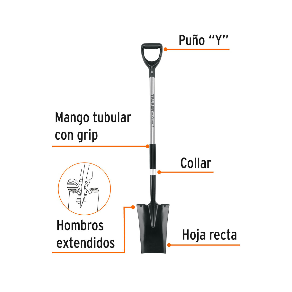 Pala escarramán, puño 'Y', mango acero, TRUPER EXPERT, Expert, SKU 100147 — vista 3