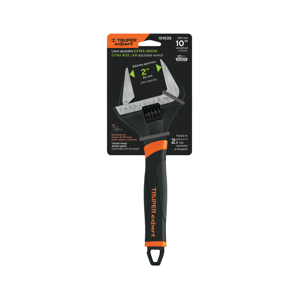 Llave ajustable (perico) 10' boca ancha Comfort Grip, EXPERT, Expert, SKU 101035 — vista 2