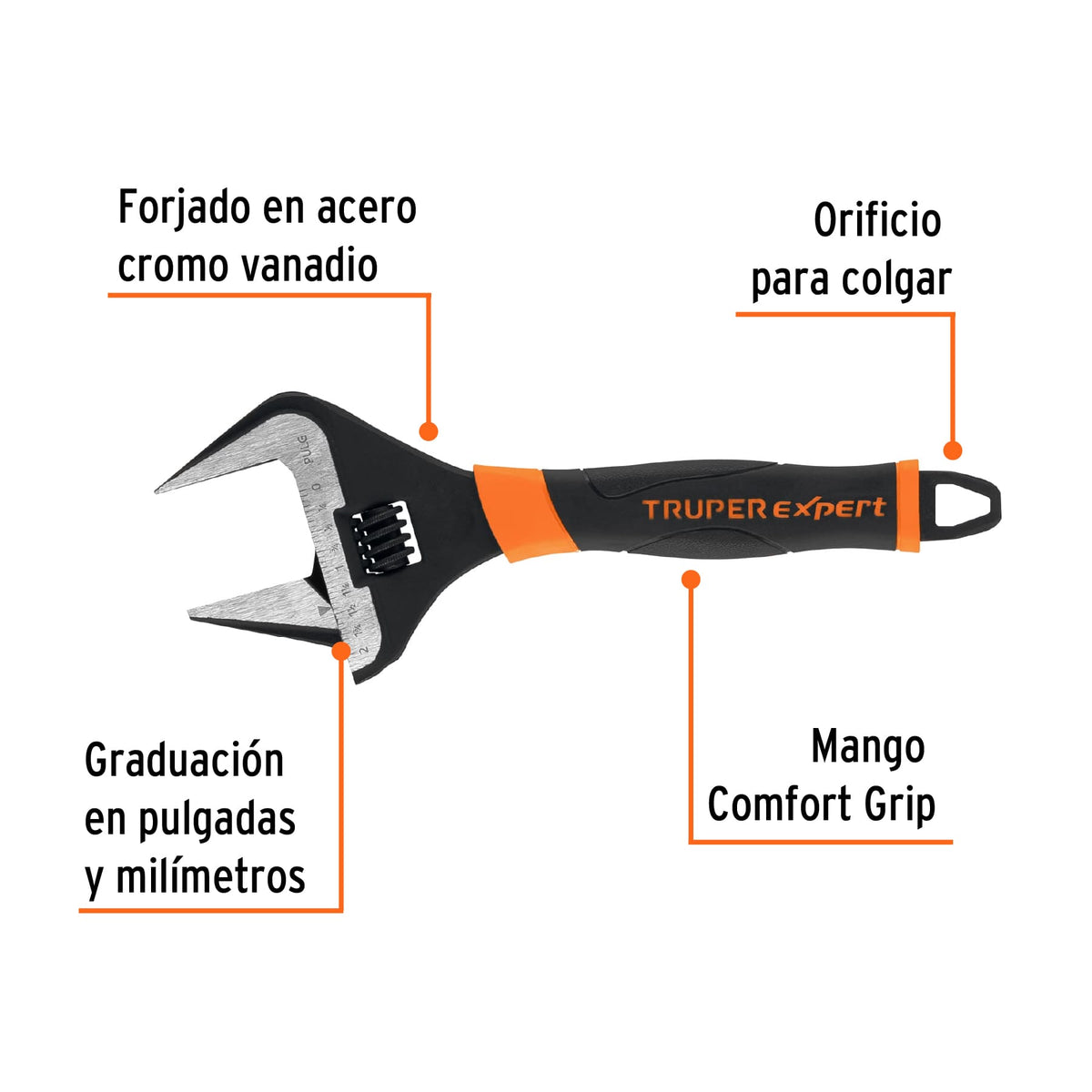 Llave ajustable (perico) 10' boca ancha Comfort Grip, EXPERT, Expert, SKU 101035 — vista 3