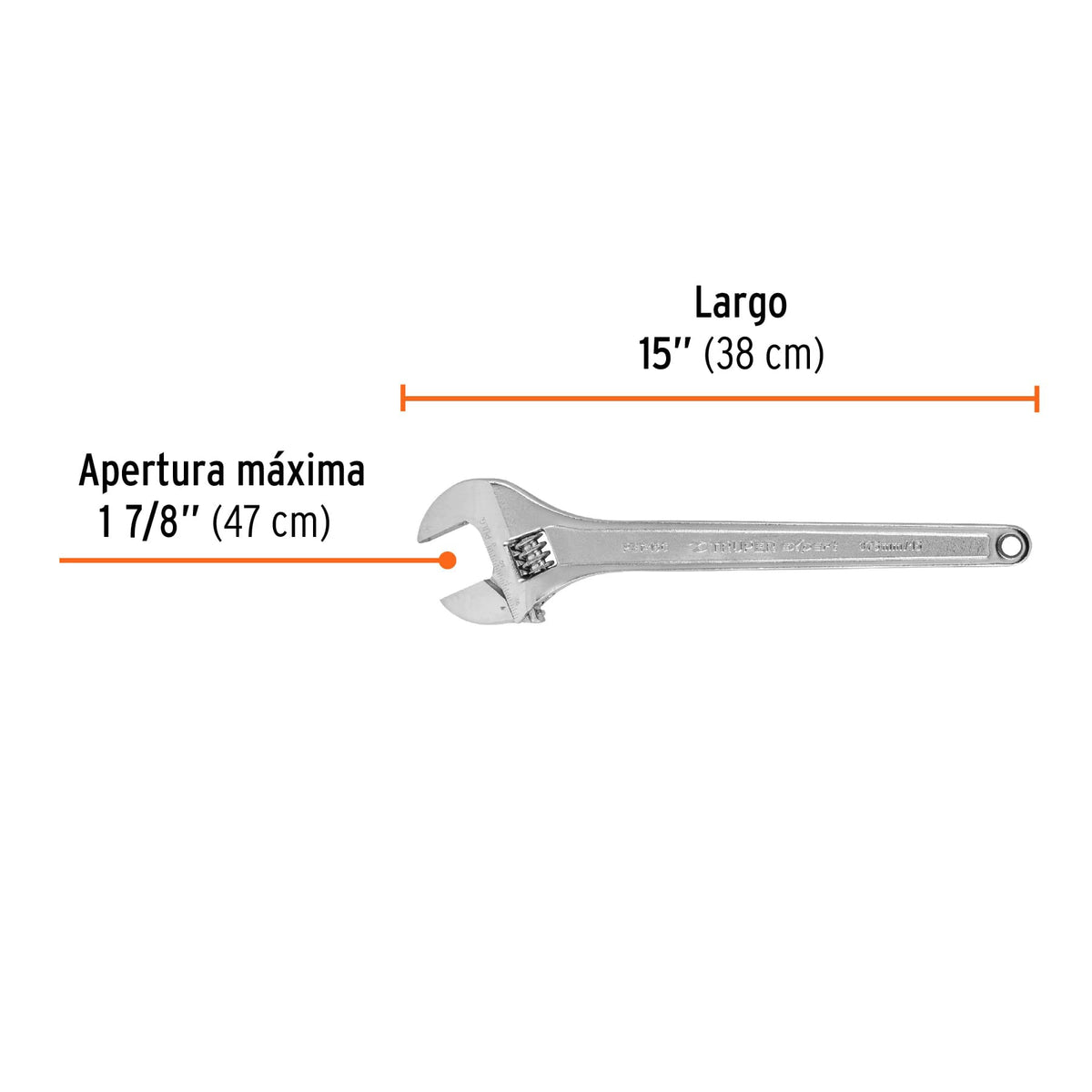 Llave ajustable (perico) 15 pulgadas profesional cromada Expert, SKU 100049 — vista 4