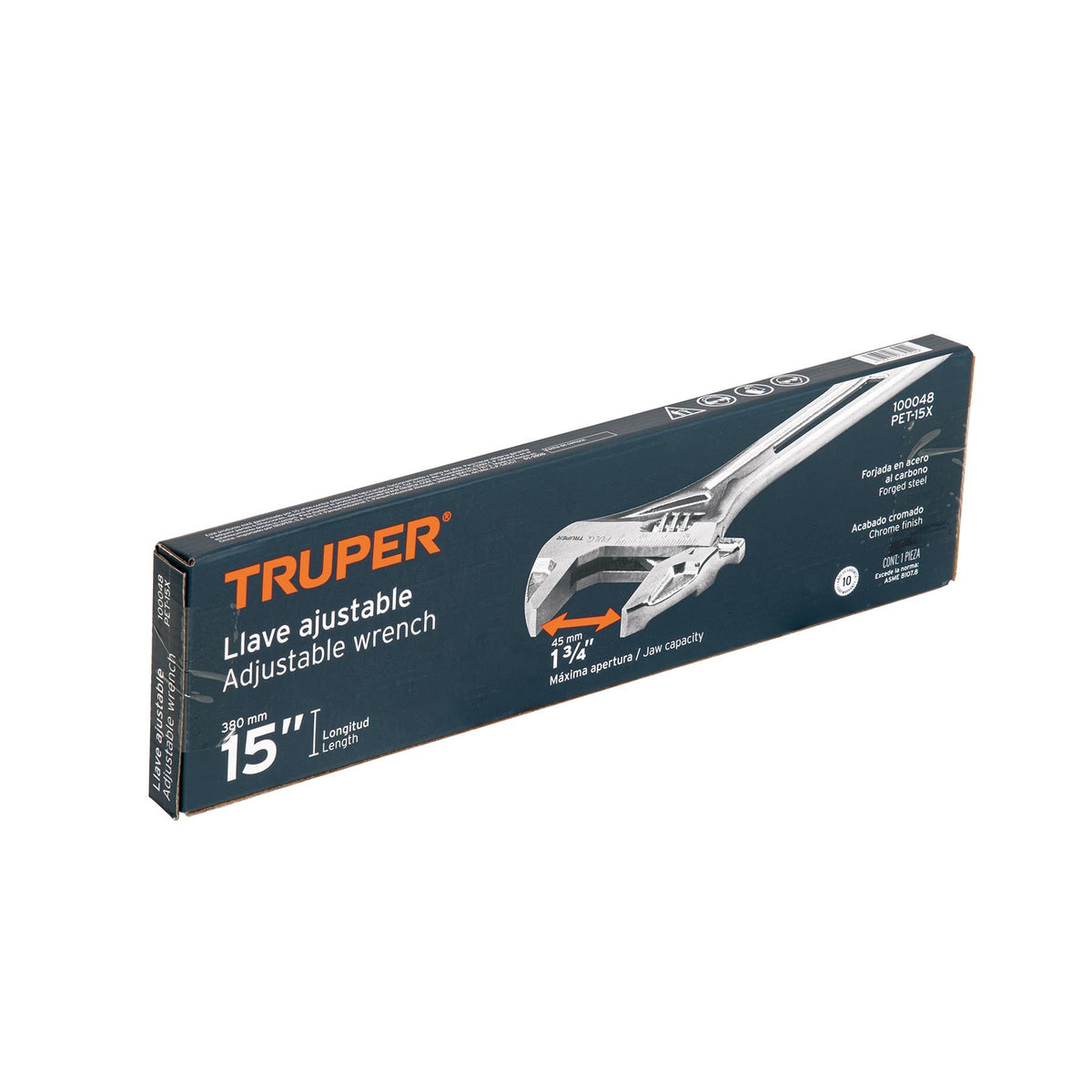 Llave ajustable (perico) 15 pulgadas cromada Truper, SKU 100048 — vista 2