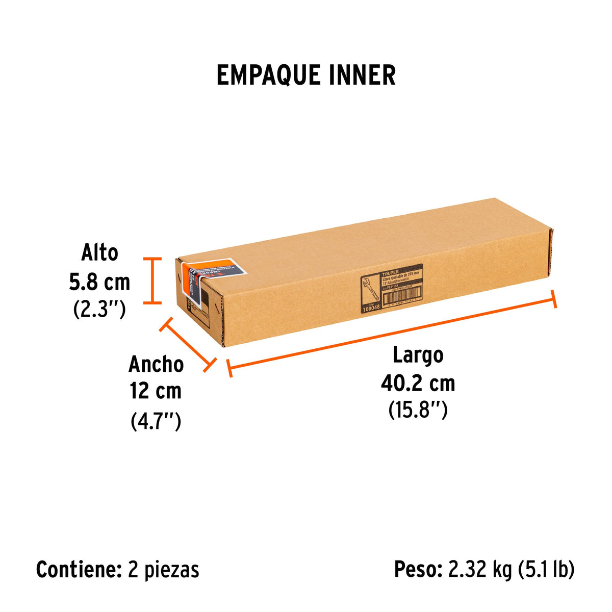 Llave ajustable (perico) 15 pulgadas cromada Truper, SKU 100048 — vista 6