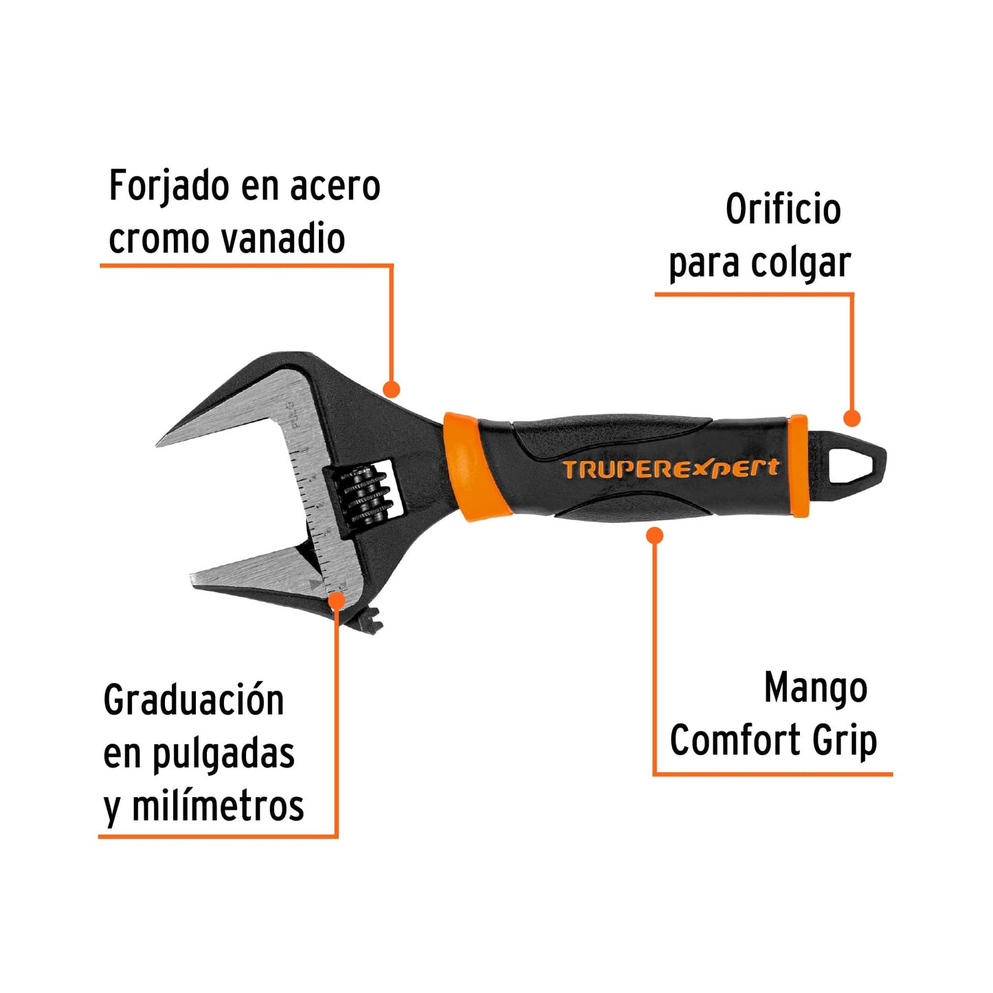 Llave ajustable (perico) 6' boca ancha Comfort Grip, EXPERT, Expert, SKU 101033 — vista 3