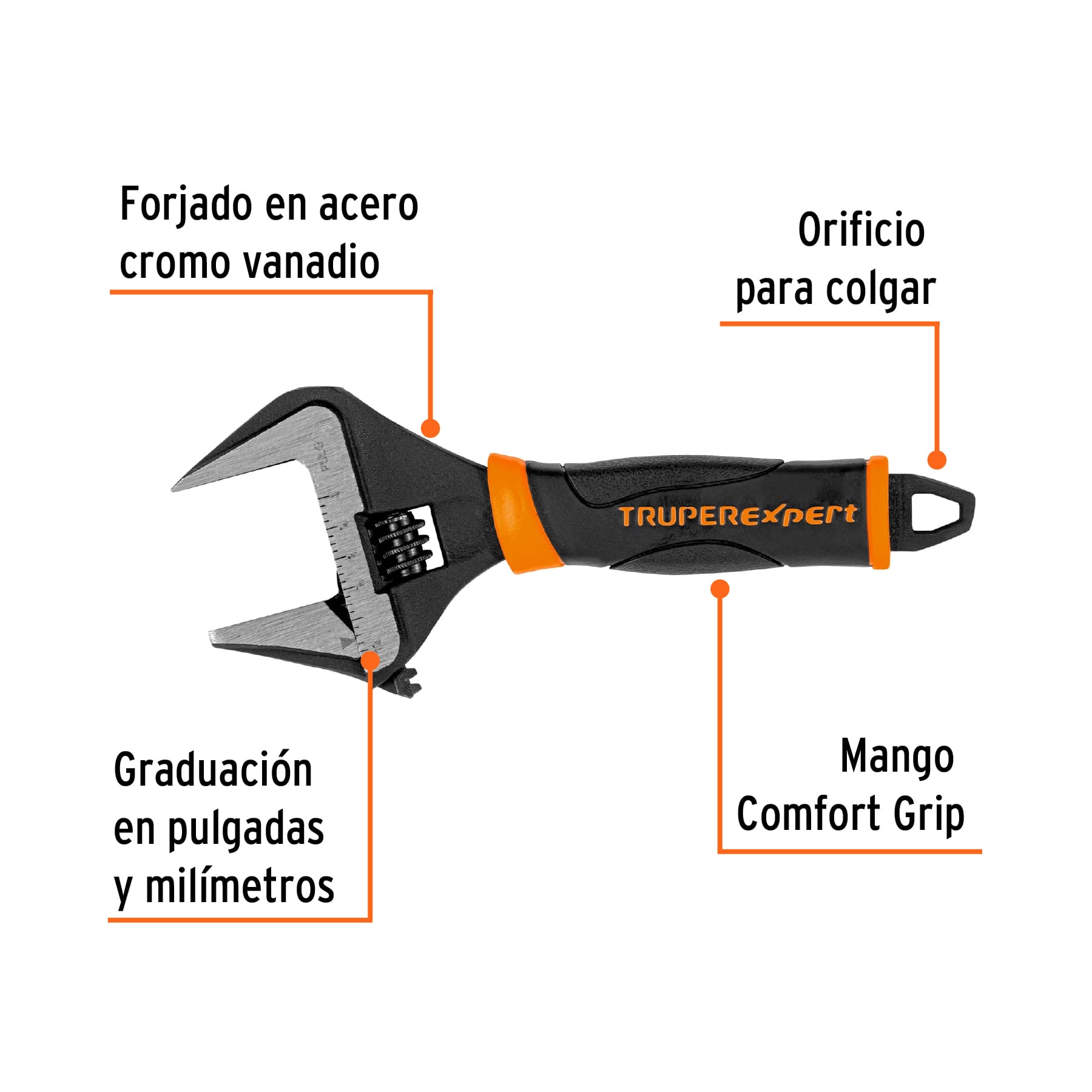 Llave ajustable (perico) 6' boca ancha Comfort Grip, EXPERT, Expert, SKU 101033 — vista 3