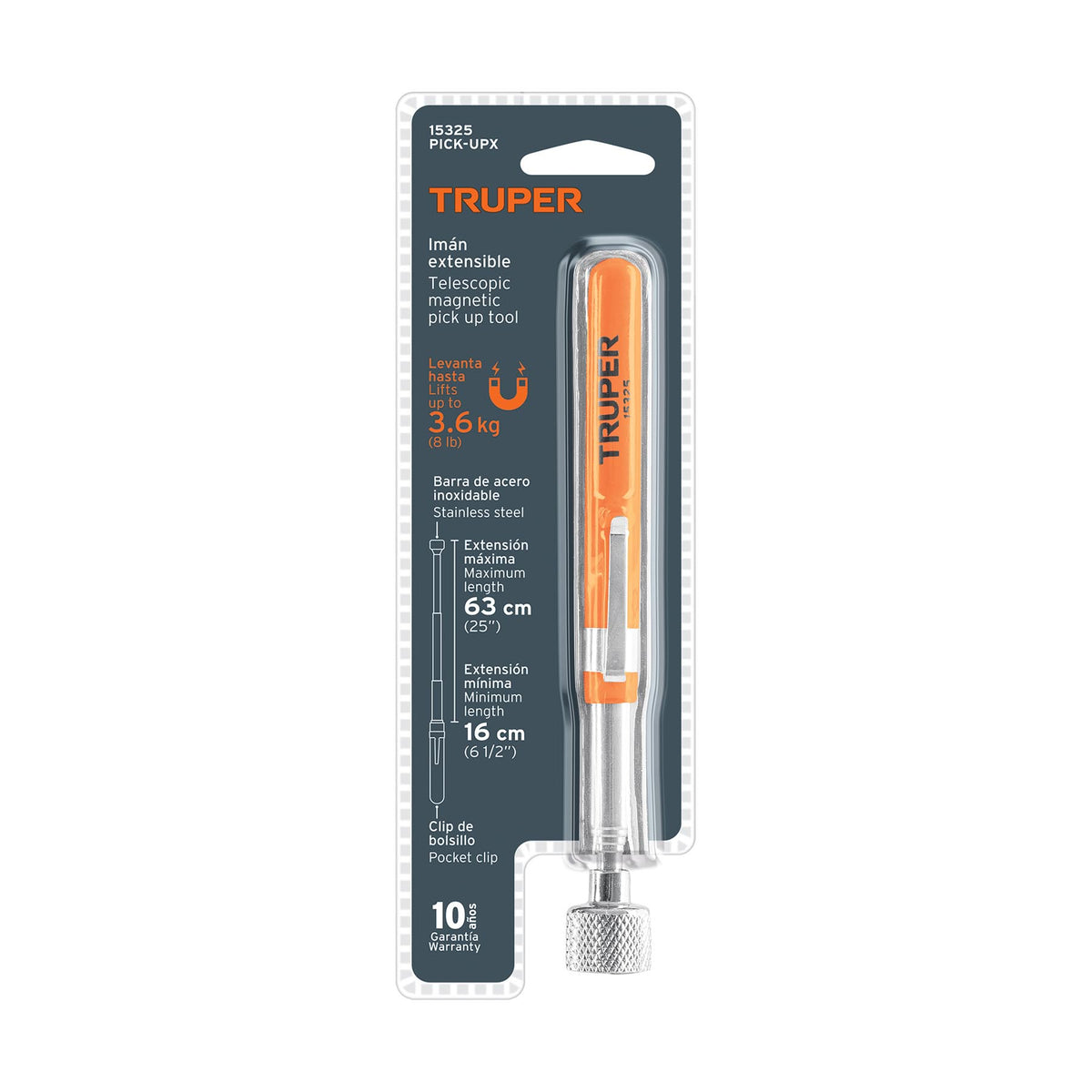 Imán extensible de acero inoxidable 3.6 kg TRUPER — foto oficial 2
