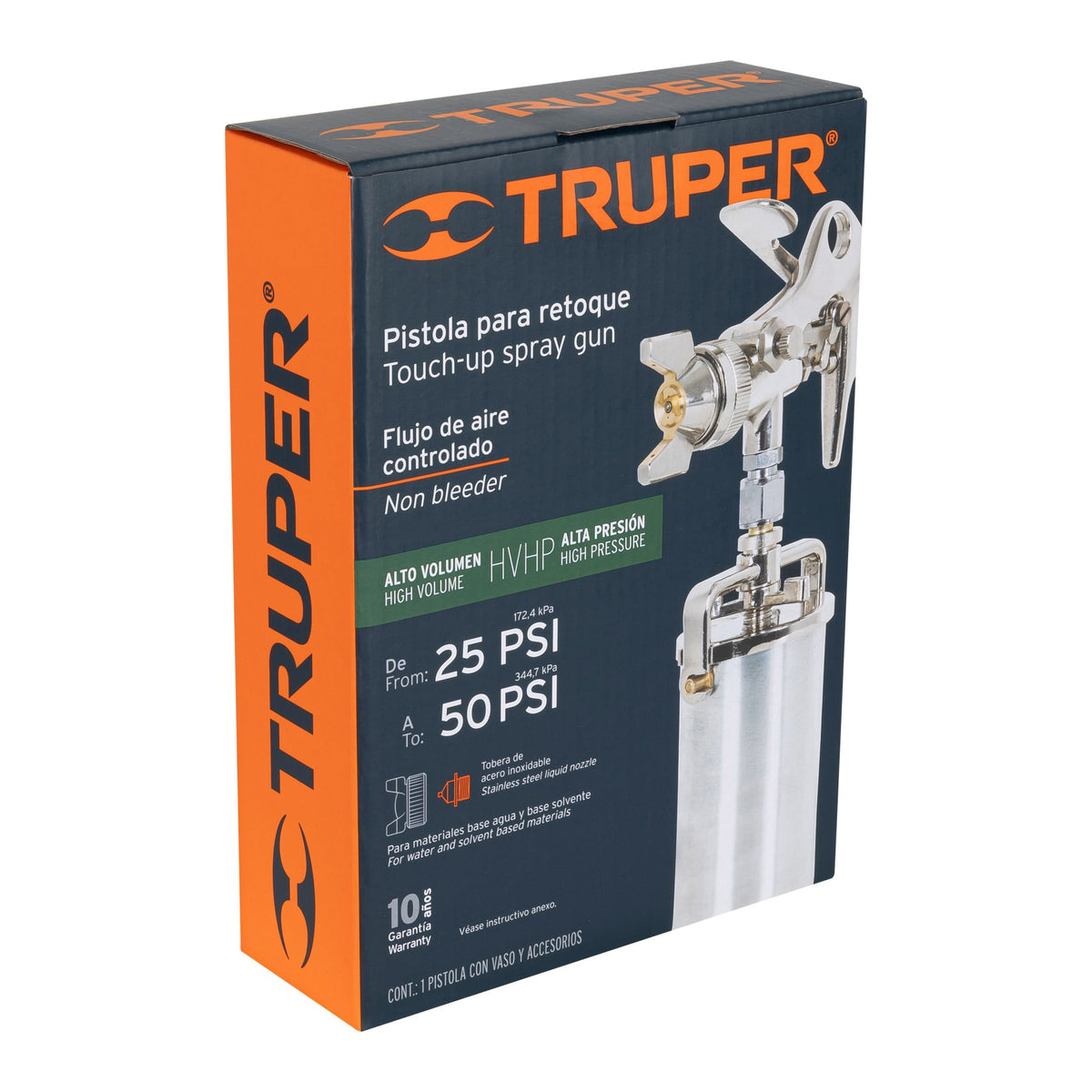 Pistola compacta p/retoque HVHP vaso alum 1.5 mm TRUPER — foto oficial 2