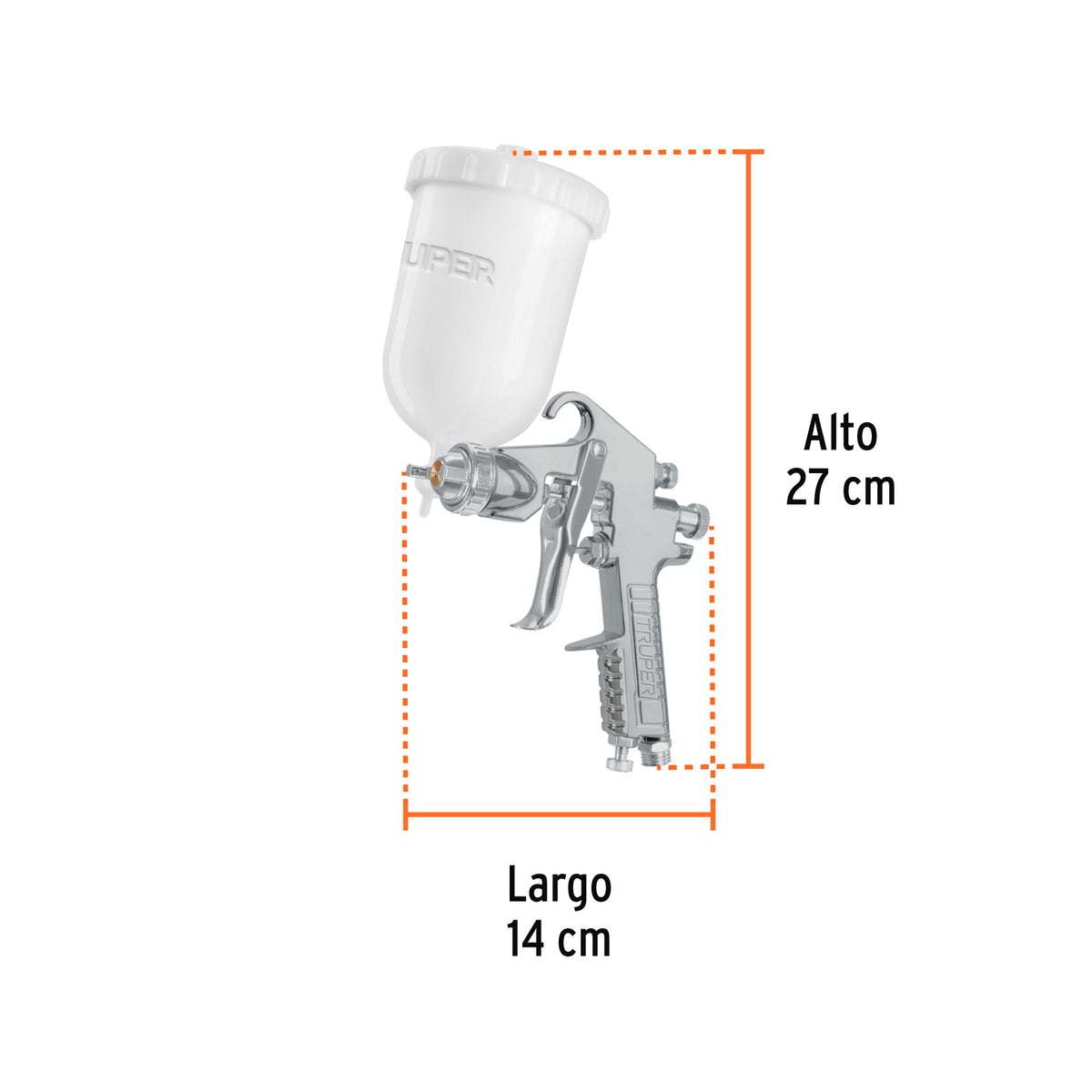 Pistola para pintar LVMP vaso plástico, 2 mm, TRUPER, Truper, SKU 101857 — vista 4