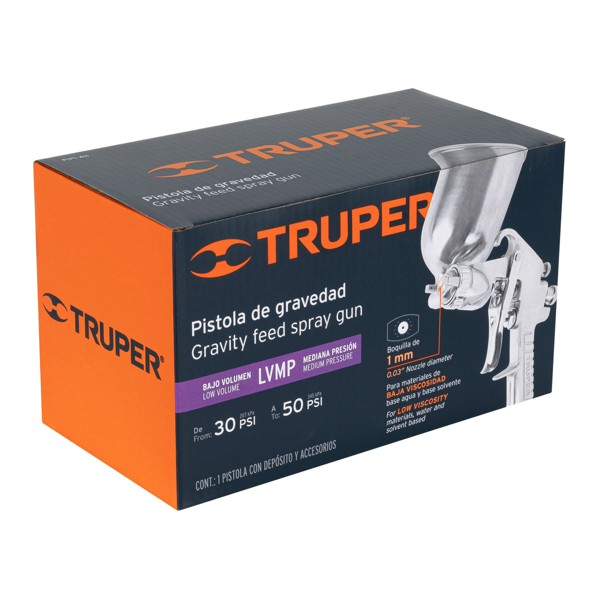 Pistola para pintar LVMP vaso aluminio 1 mm TRUPER — foto oficial 2