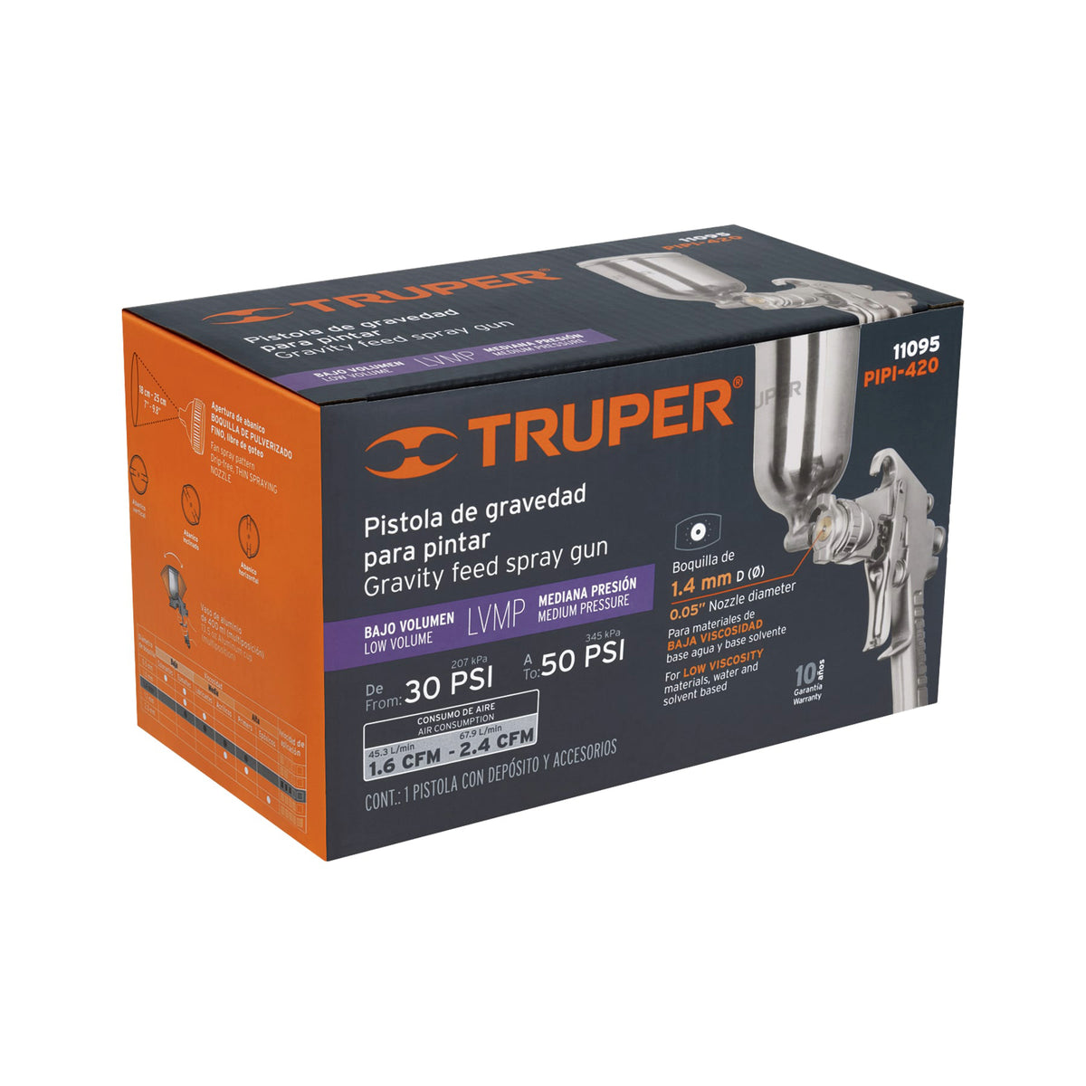 Pistola para pintar LVMP vaso aluminio, 1.4 mm, TRUPER — foto oficial 2