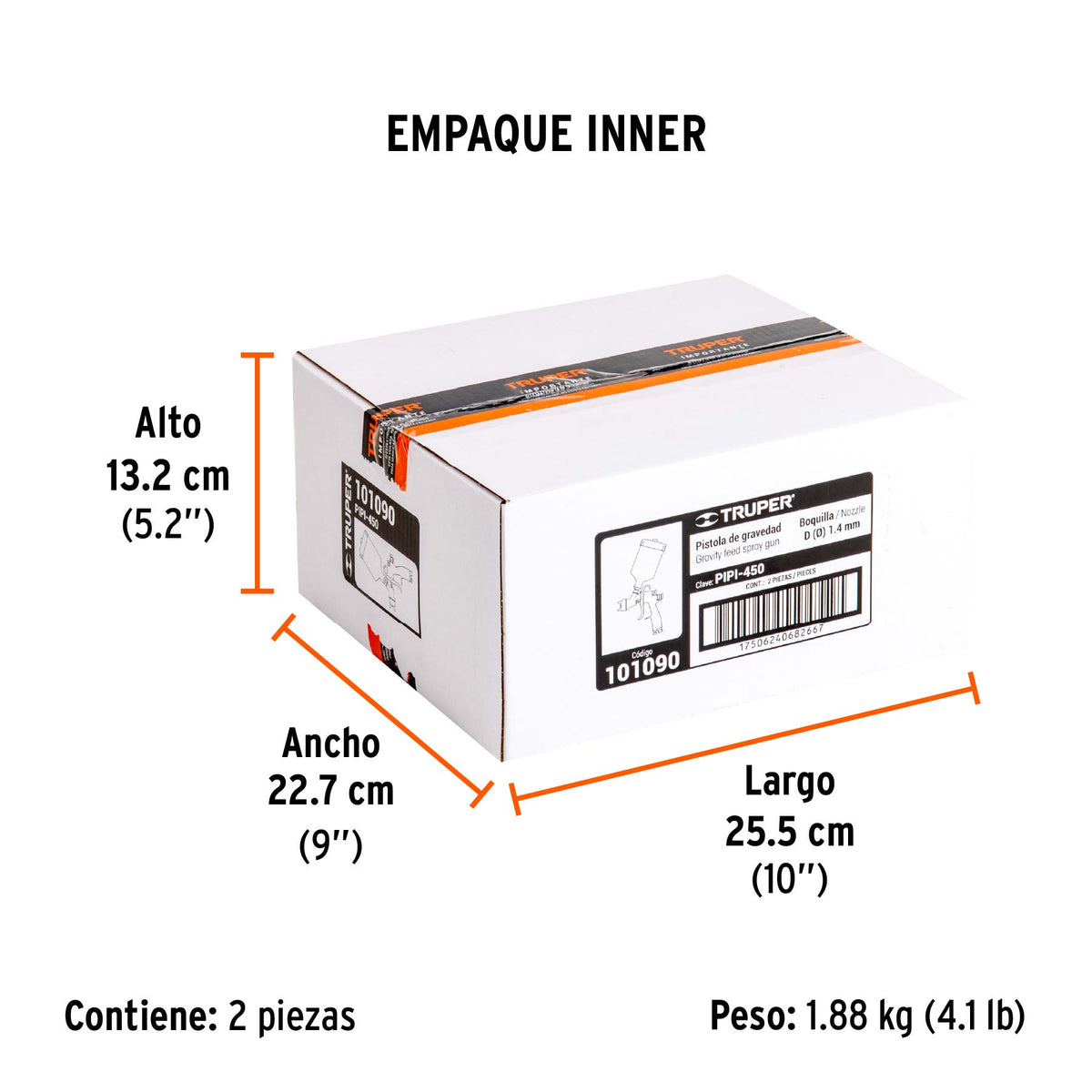 Pistola para pintar LVLP vaso plástico, 1.4 mm, TRUPER, Truper, SKU 101090 — vista 6