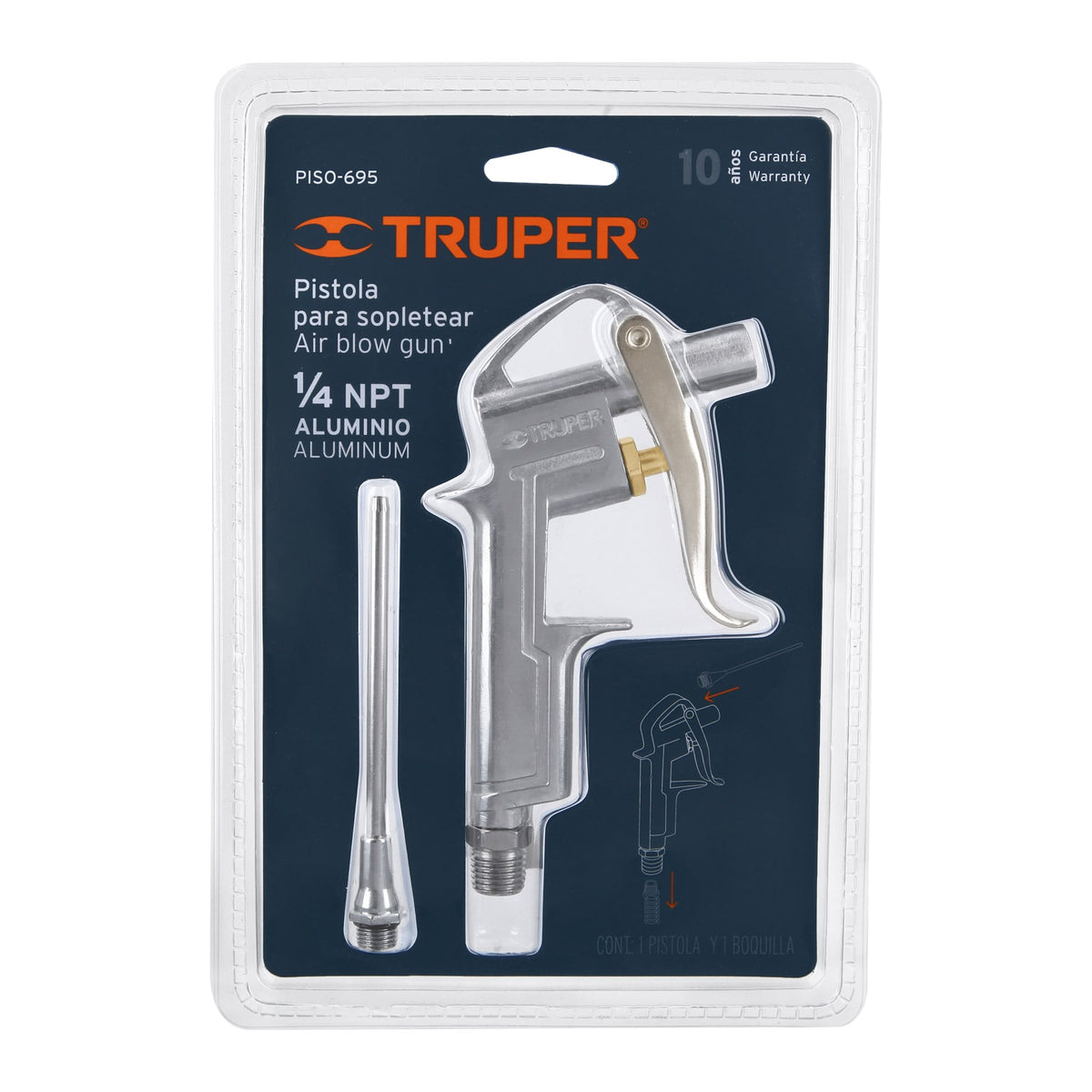 Pistola de aluminio para sopletear boquilla ext 4'TRUPER — foto oficial 2