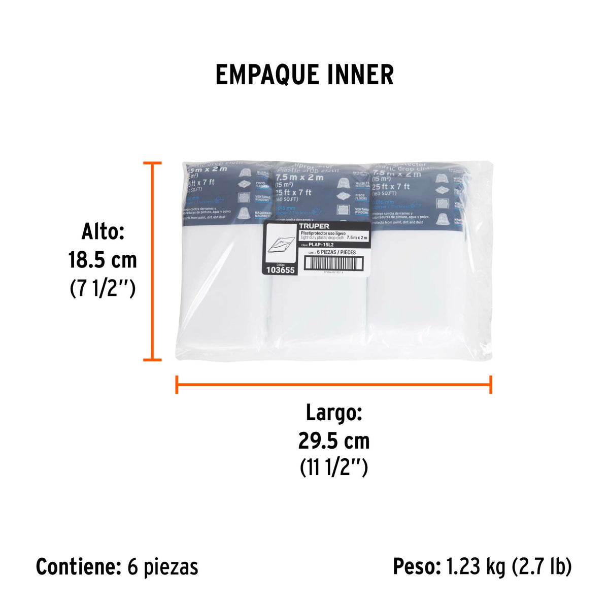 Plastiprotector 7.5 x 2 m, uso ligero, TRUPER, Truper, SKU 103655 — vista 6
