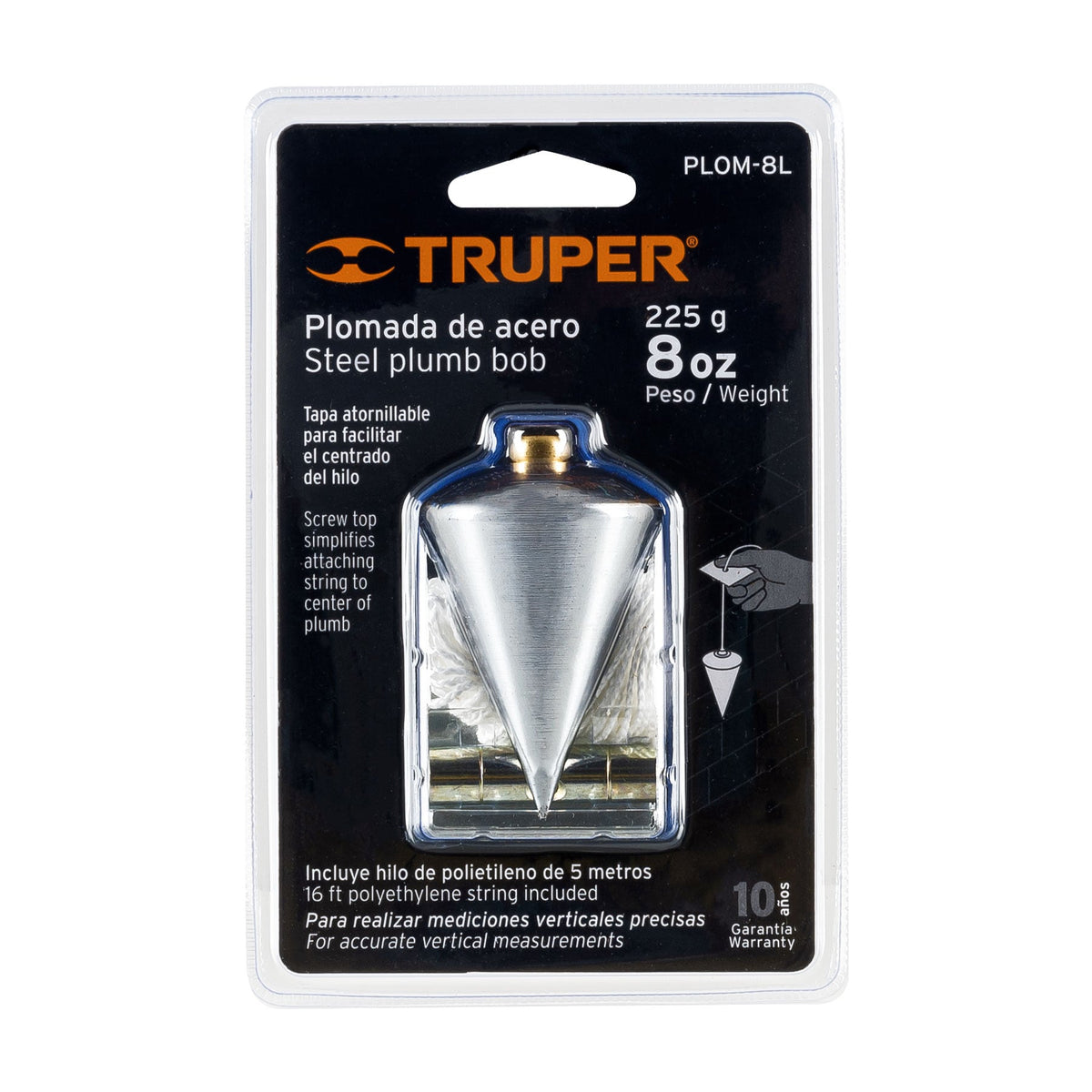 Plomada de acero 8 oz TRUPER — foto oficial 2