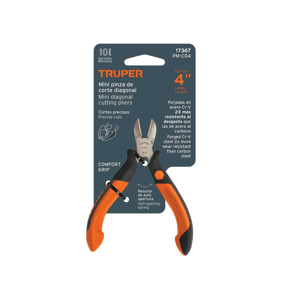 Mini pinza de corte diagonal 4' mango Comfort Grip TRUPER — foto oficial 2
