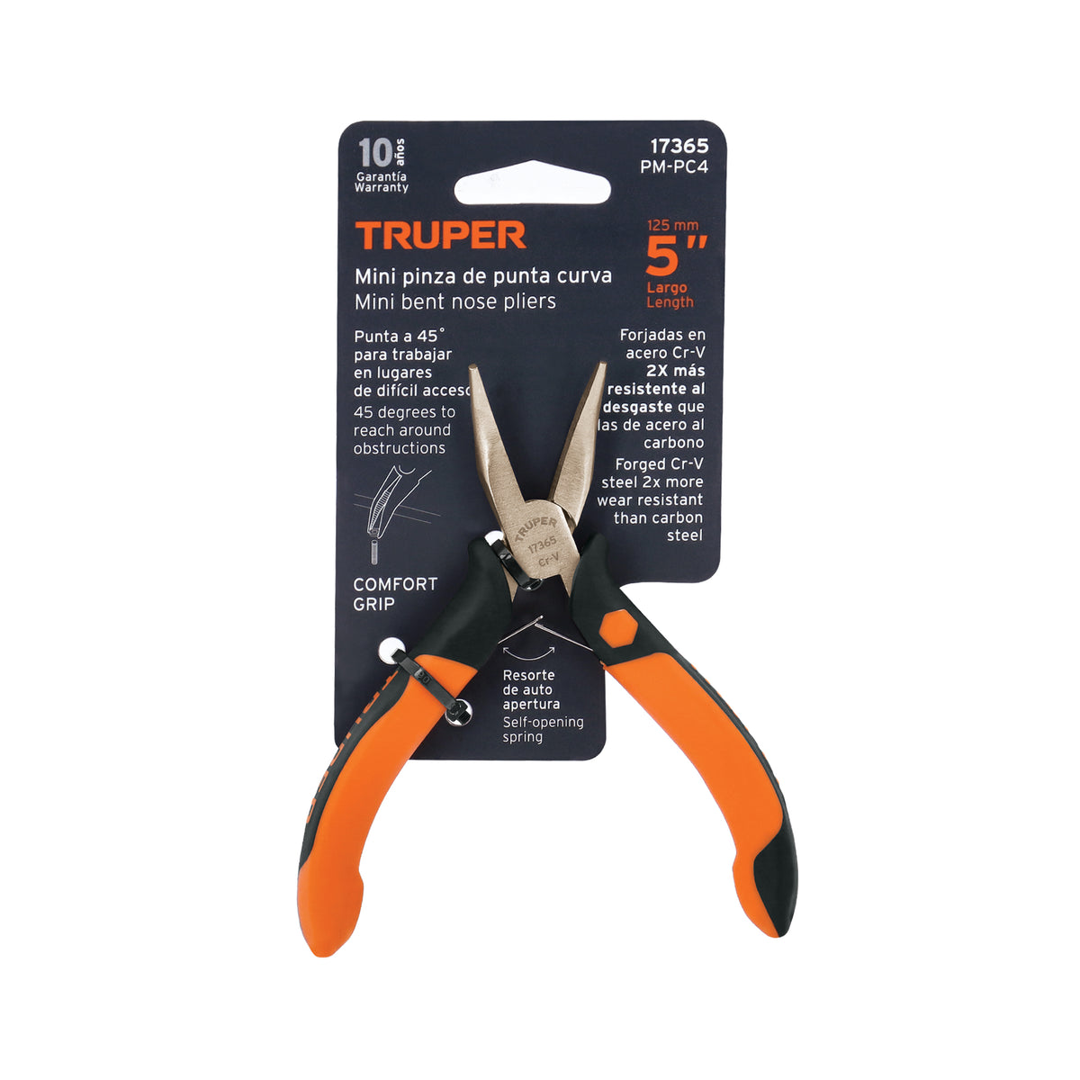 Mini pinza de punta curva 5' mango Comfort Grip TRUPER — foto oficial 2