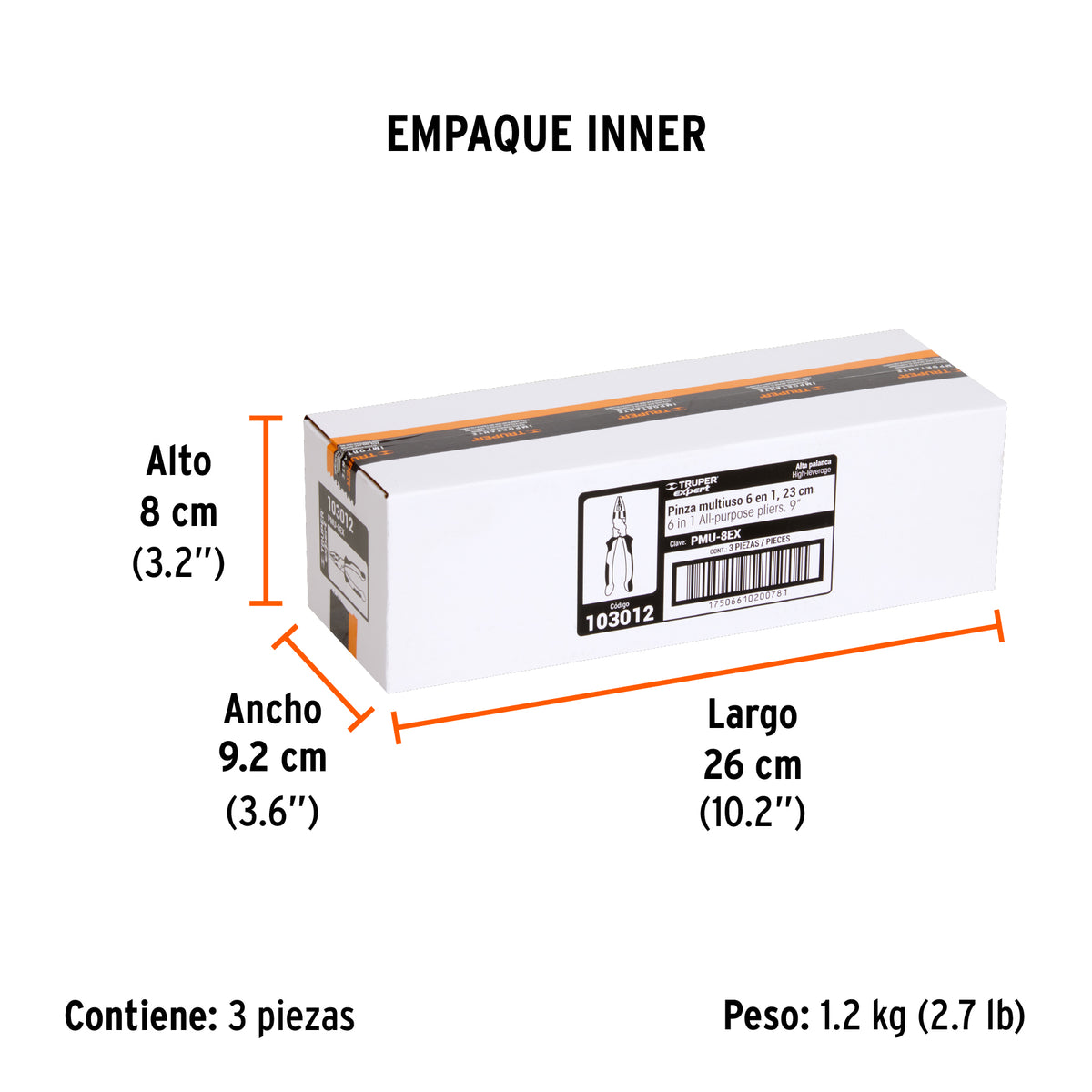 Pinza multiuso 9' electricista, comfort grip, TRUPER EXPERT, Expert, SKU 103012 — vista 6