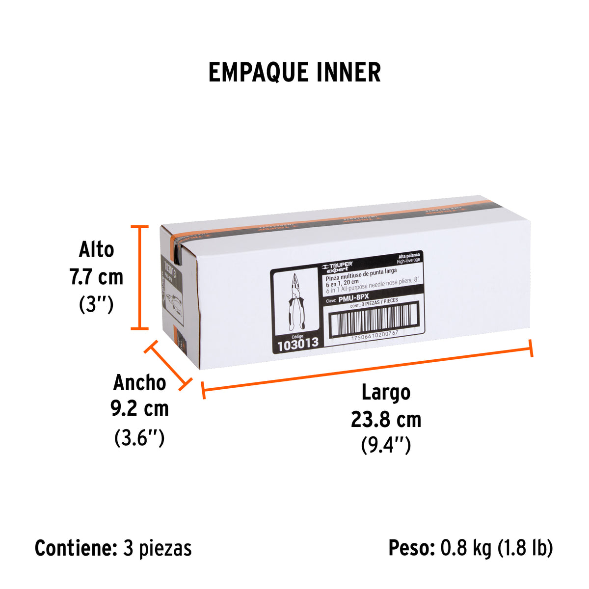 Pinza multiuso 8' punta larga, comfort grip, TRUPER expert, Expert, SKU 103013 — vista 6