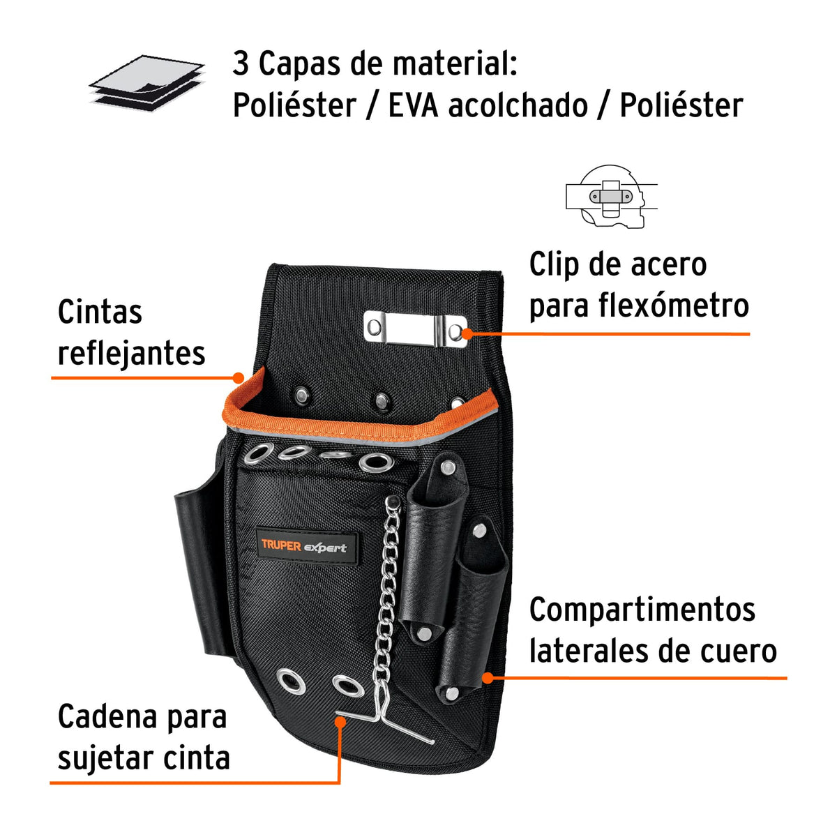Porta herramientas de poliéster, 10 compartimentos, EXPERT, Expert, SKU 101802 — vista 3
