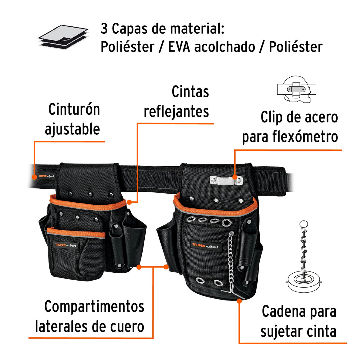 Porta herramientas de poliéster, 16 compartimentos, EXPERT, Expert, SKU 101801 — vista 3