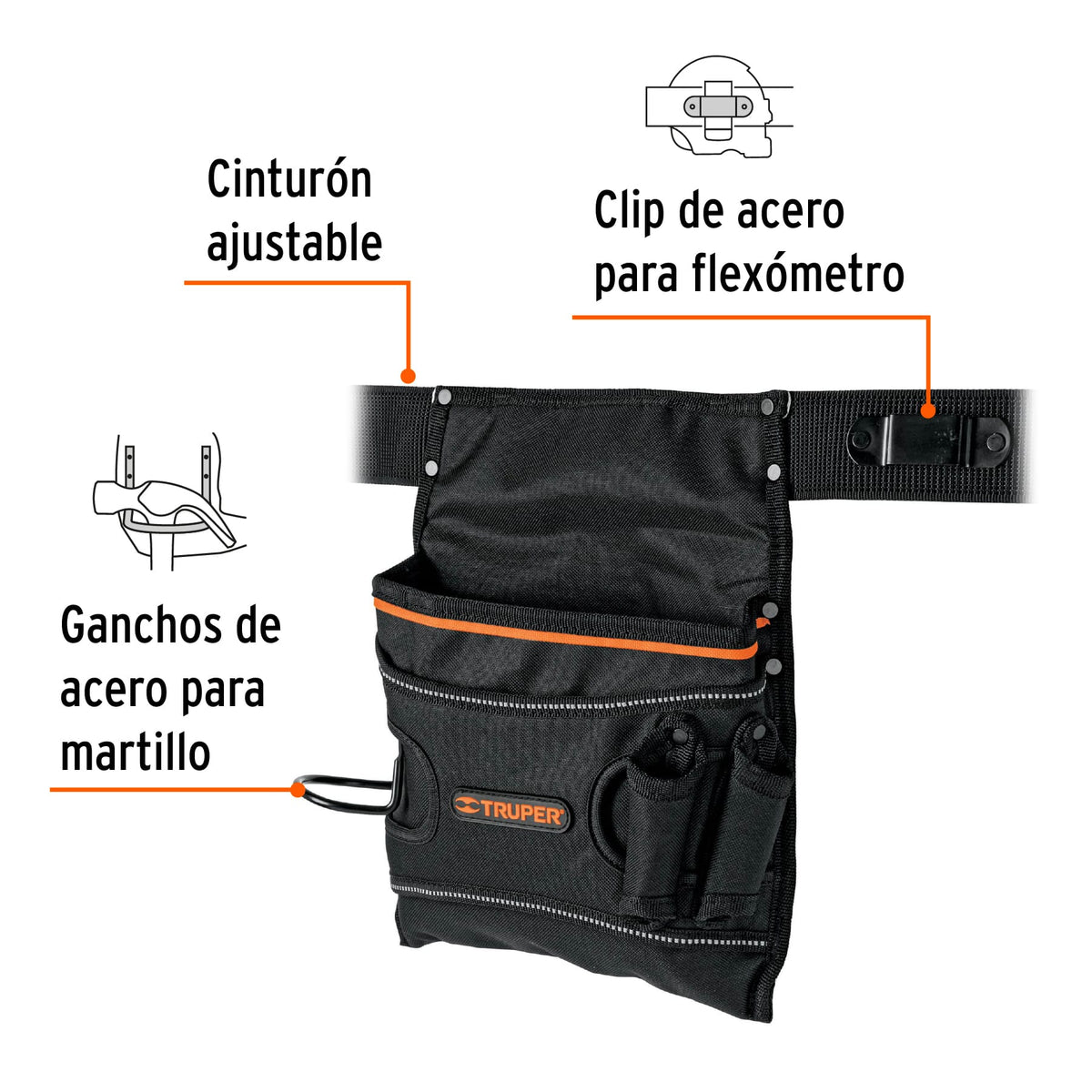Porta herramientas de poliéster, 5 compartimentos, TRUPER, Truper, SKU 101665 — vista 3