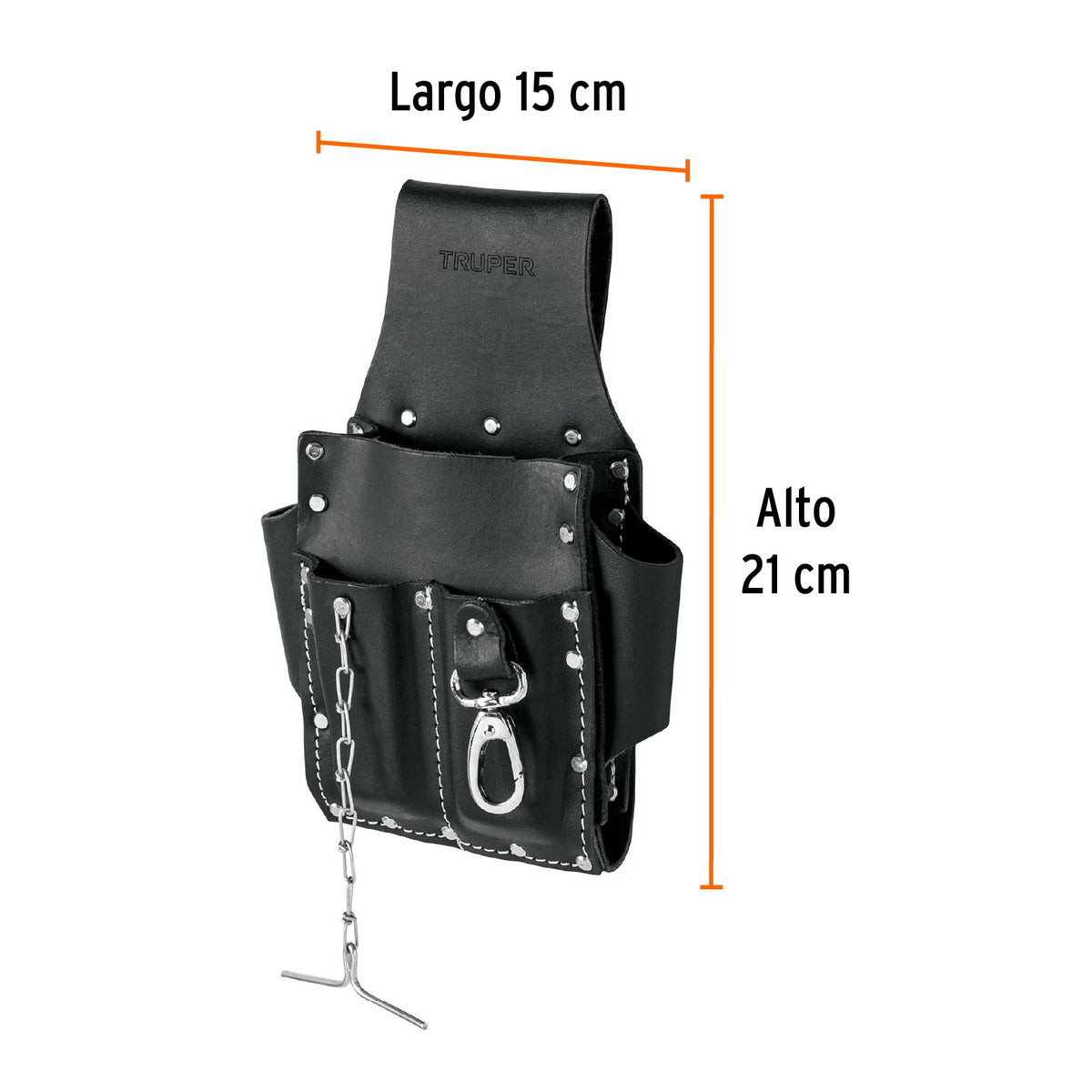 Porta herramientas grande de cuero, 7 compartimentos, TRUPER, Truper, SKU 102007 — vista 4