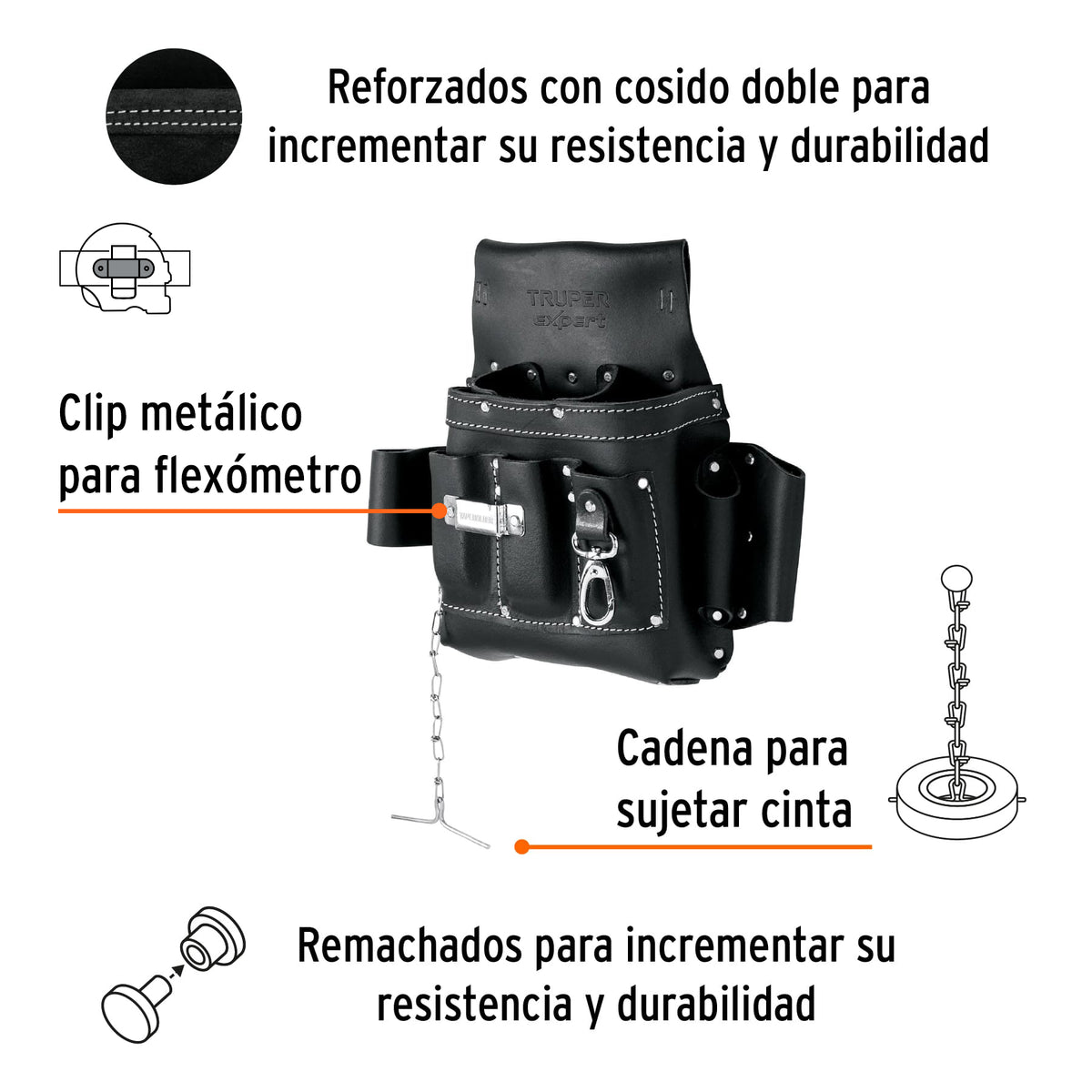 Porta herramientas de carnaza, 13 compartimentos, EXPERT, Expert, SKU 101787 — vista 3
