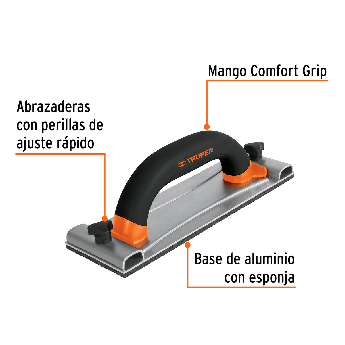 Lijadora manual base de aluminio 8 x 24 cm, TRUPER, Truper, SKU 100436 — vista 3