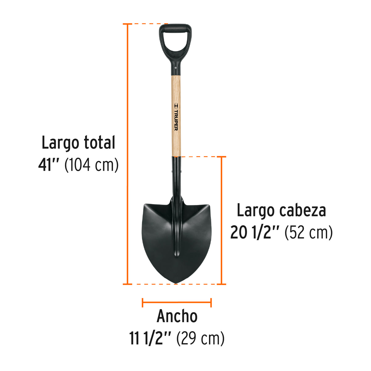 Pala redonda T-1000 tipo español, puño 'Y', TRUPER, Truper, SKU 102206 — vista 4