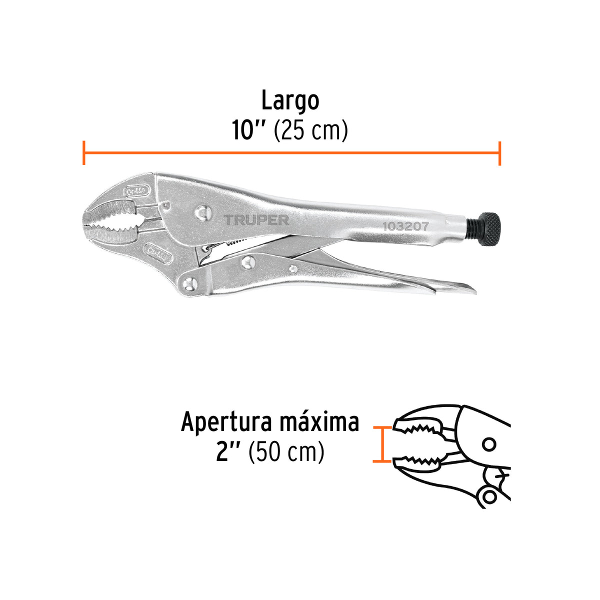 Pinza de presión 10' mordaza curva, tipo japonés, TRUPER, Truper, SKU 103207 — vista 4