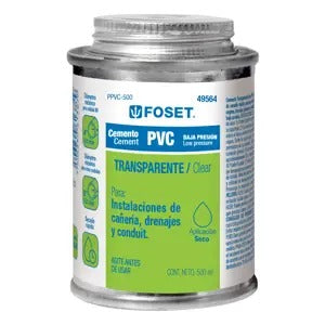 PEGAMENTO PARA PVC 500ML BAJA PRESIÓN FOSET 49564 PPVC-500