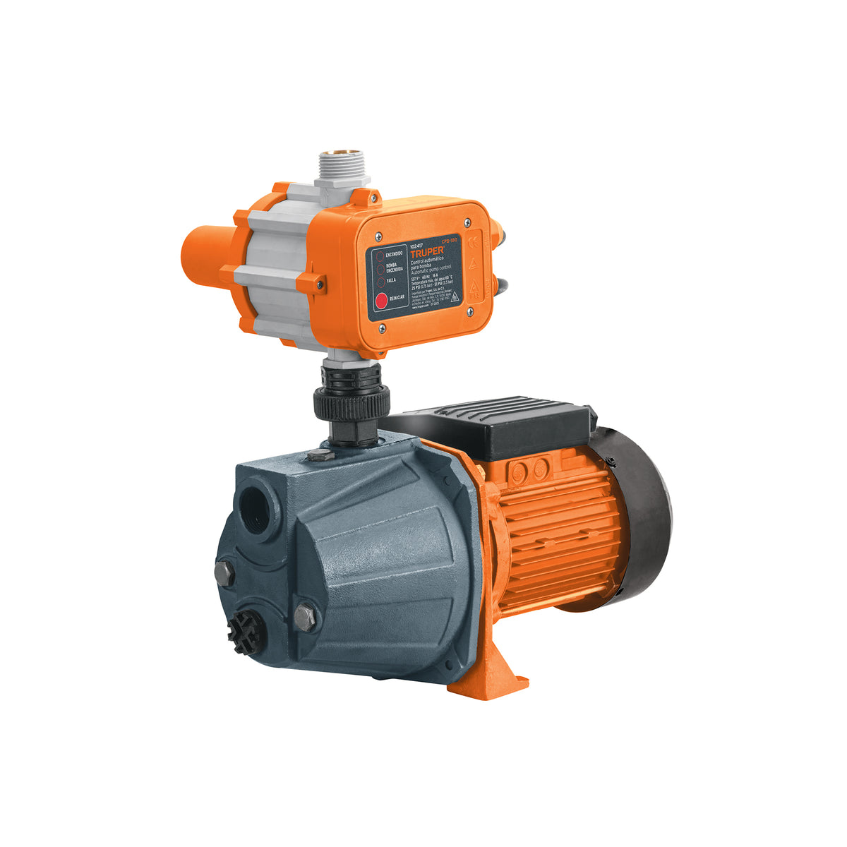 Bomba presurizadora jet hierro 1 HP con control, TRUPER — foto oficial 1