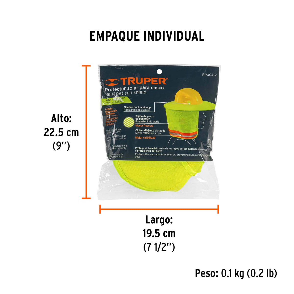 Protector solar plegable para casco, verde con reflejante, Truper, SKU 100354 — vista 5