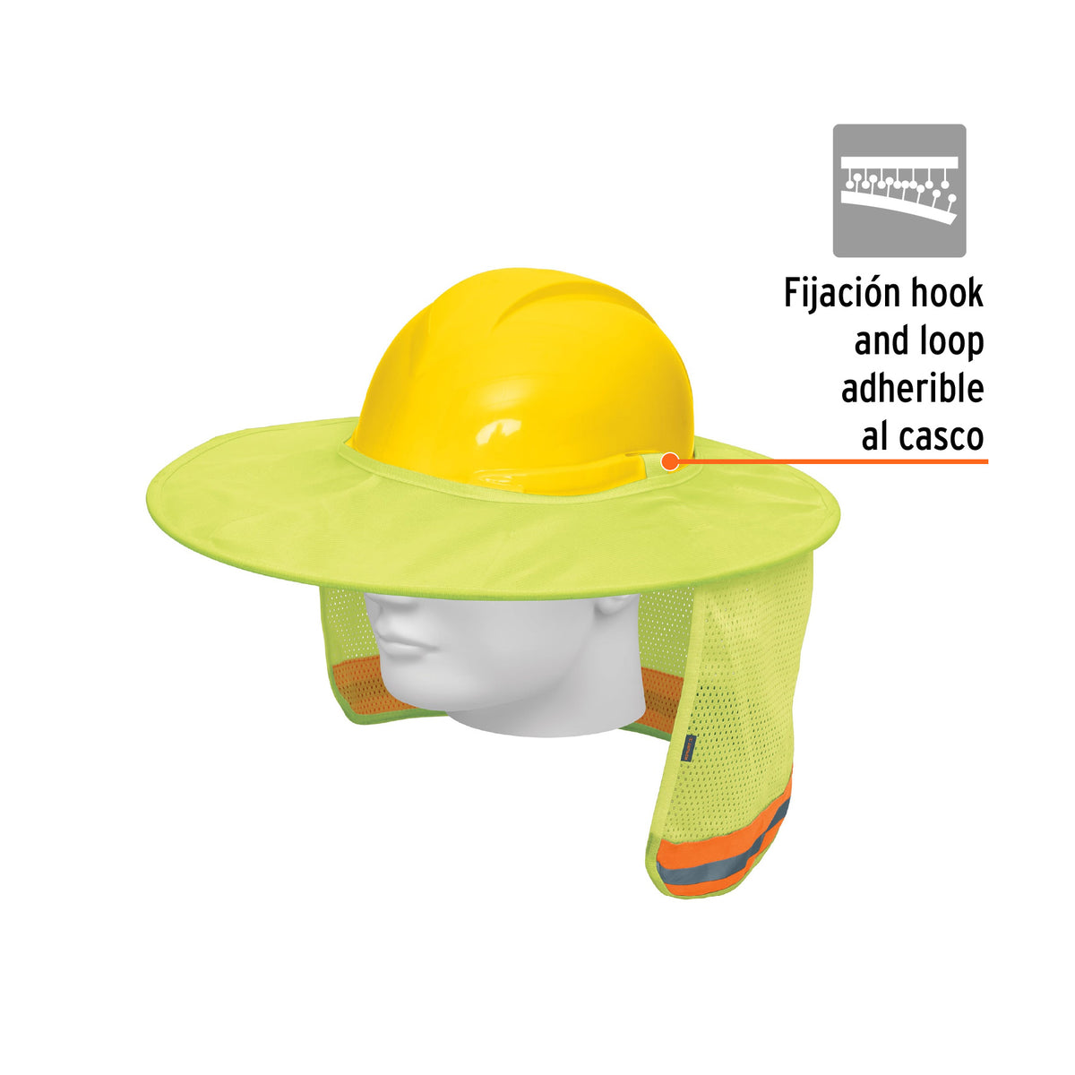 Protector solar plegable para casco, verde con reflejante, Truper, SKU 100354 — vista 3