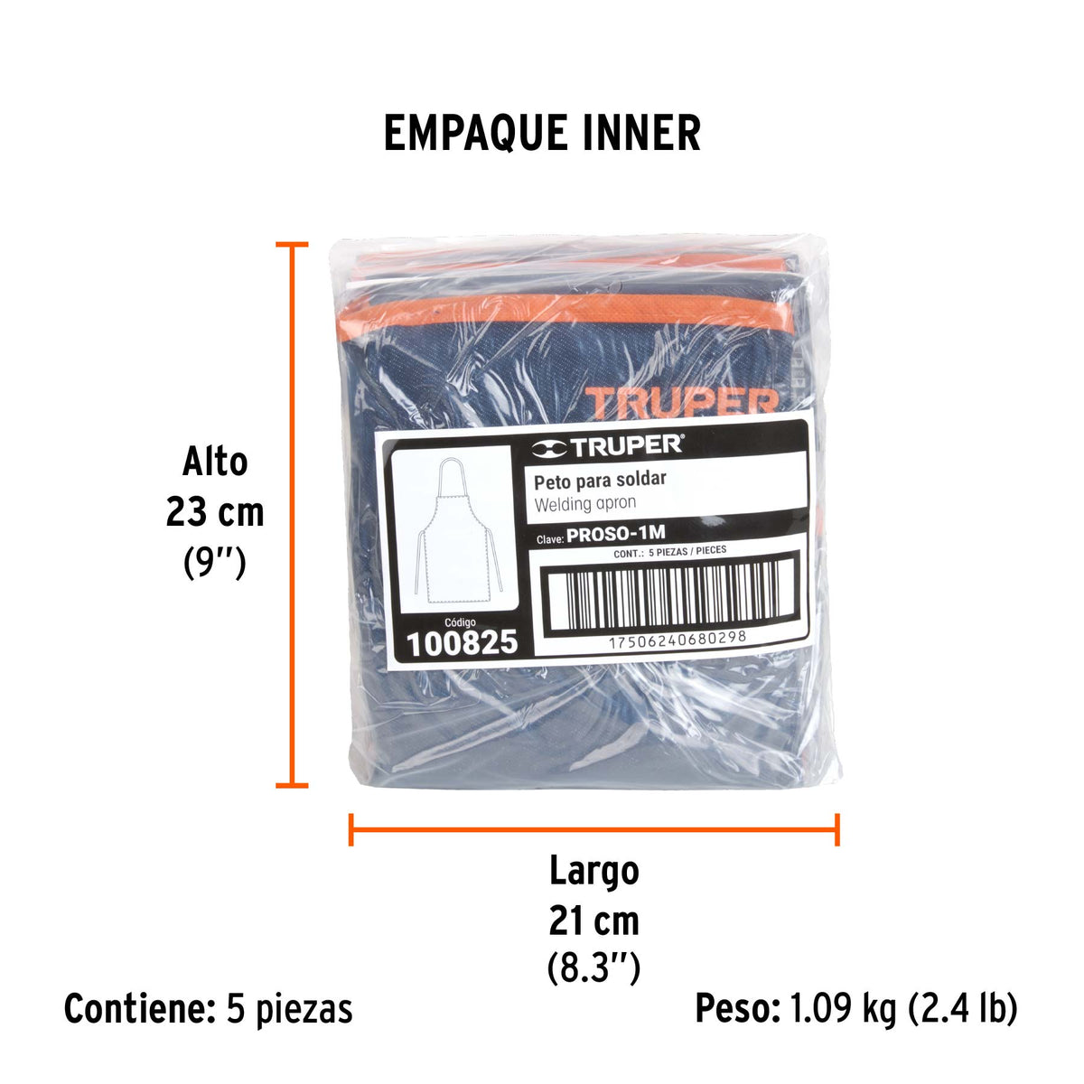 Protección para soldar, peto de mezclilla, TRUPER, Truper, SKU 100825 — vista 6