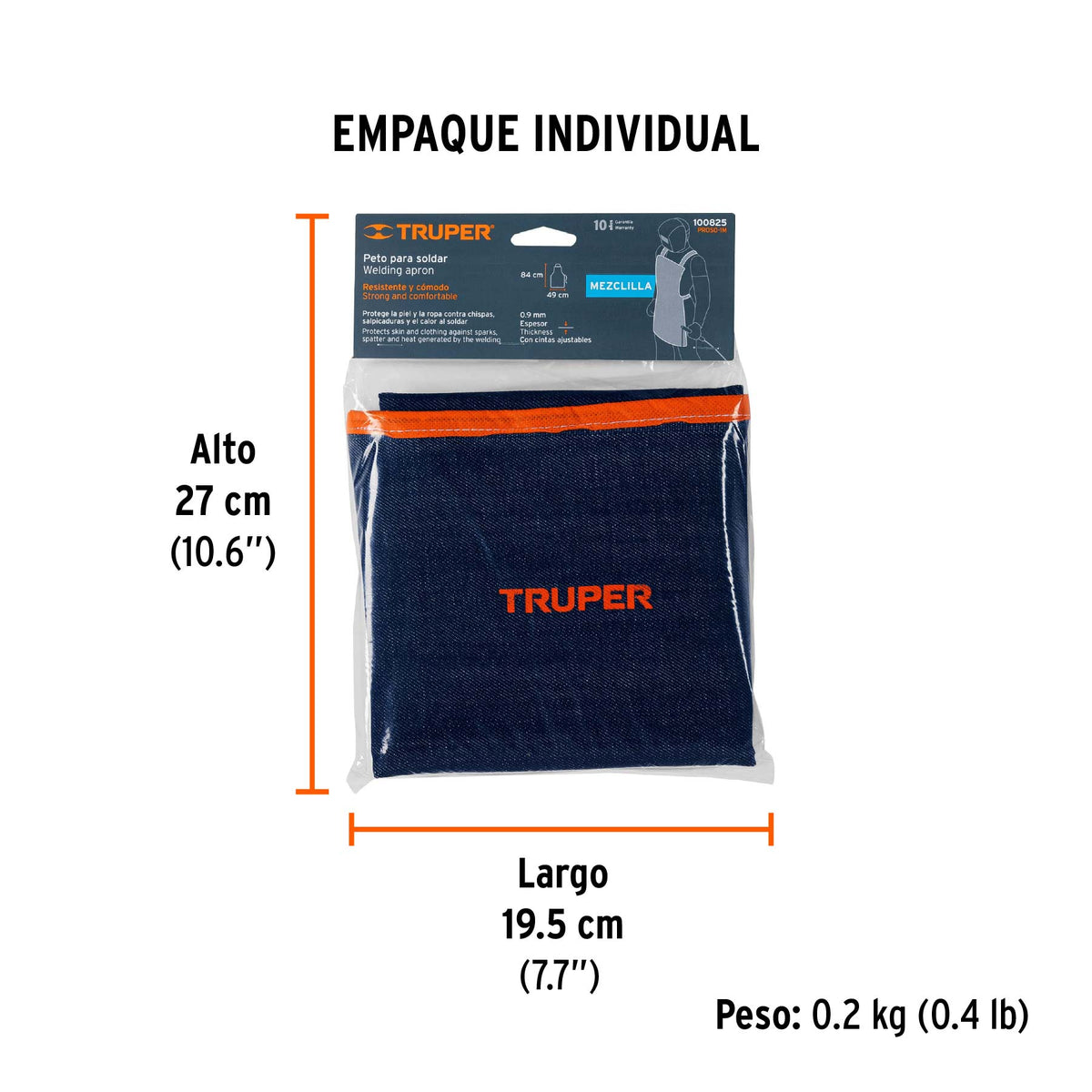 Protección para soldar, peto de mezclilla, TRUPER, Truper, SKU 100825 — vista 5