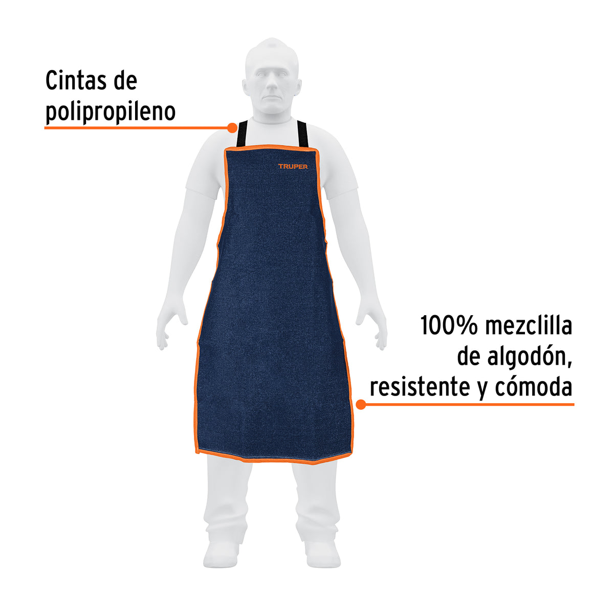 Protección para soldar, peto de mezclilla, TRUPER, Truper, SKU 100825 — vista 3