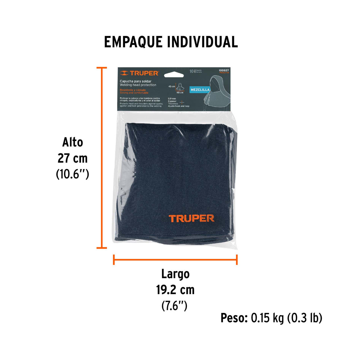 Protección para soldar, capucha de mezclilla, TRUPER, Truper, SKU 100827 — vista 5