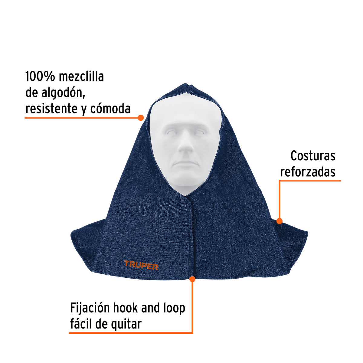 Protección para soldar, capucha de mezclilla, TRUPER, Truper, SKU 100827 — vista 3