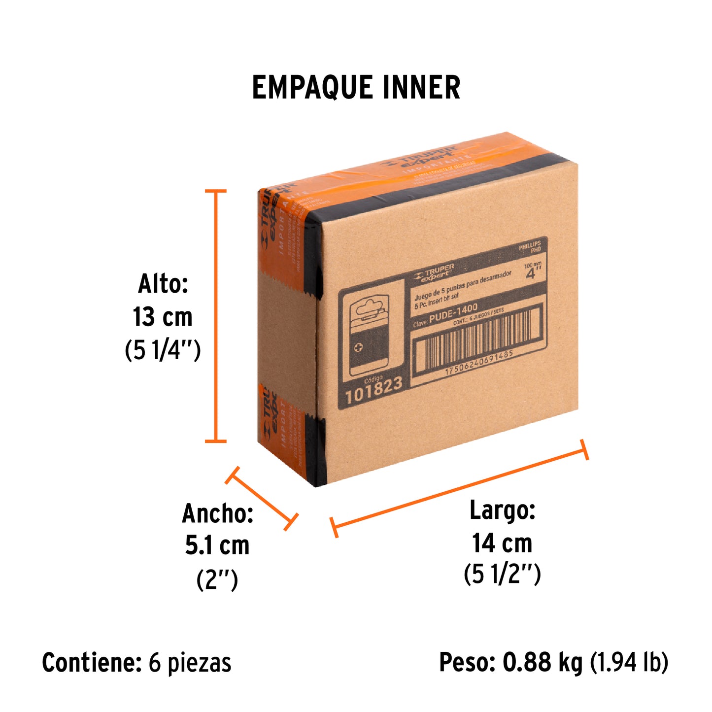 Estuche con 5 puntas de cruz PH0 largo 4', TRUPER EXPERT, Expert, SKU 101823 — vista 6