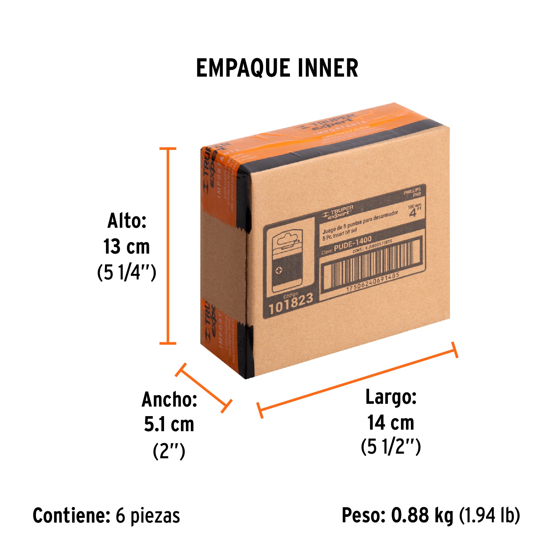 Estuche con 5 puntas de cruz PH0 largo 4', TRUPER EXPERT, Expert, SKU 101823 — vista 6