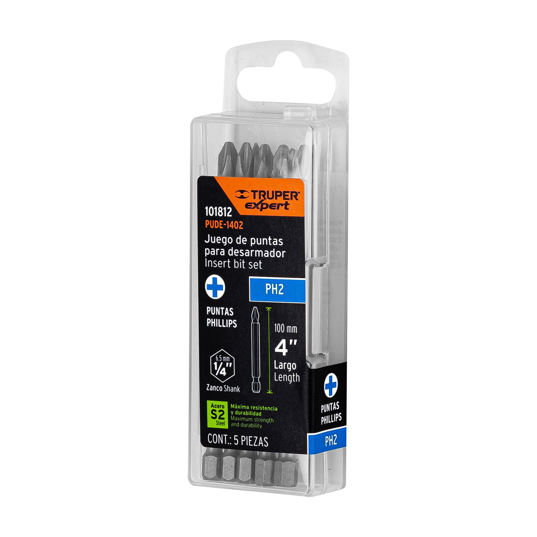 Estuche con 5 puntas de cruz PH2 largo 4', TRUPER EXPERT, Expert, SKU 101812 — vista 2