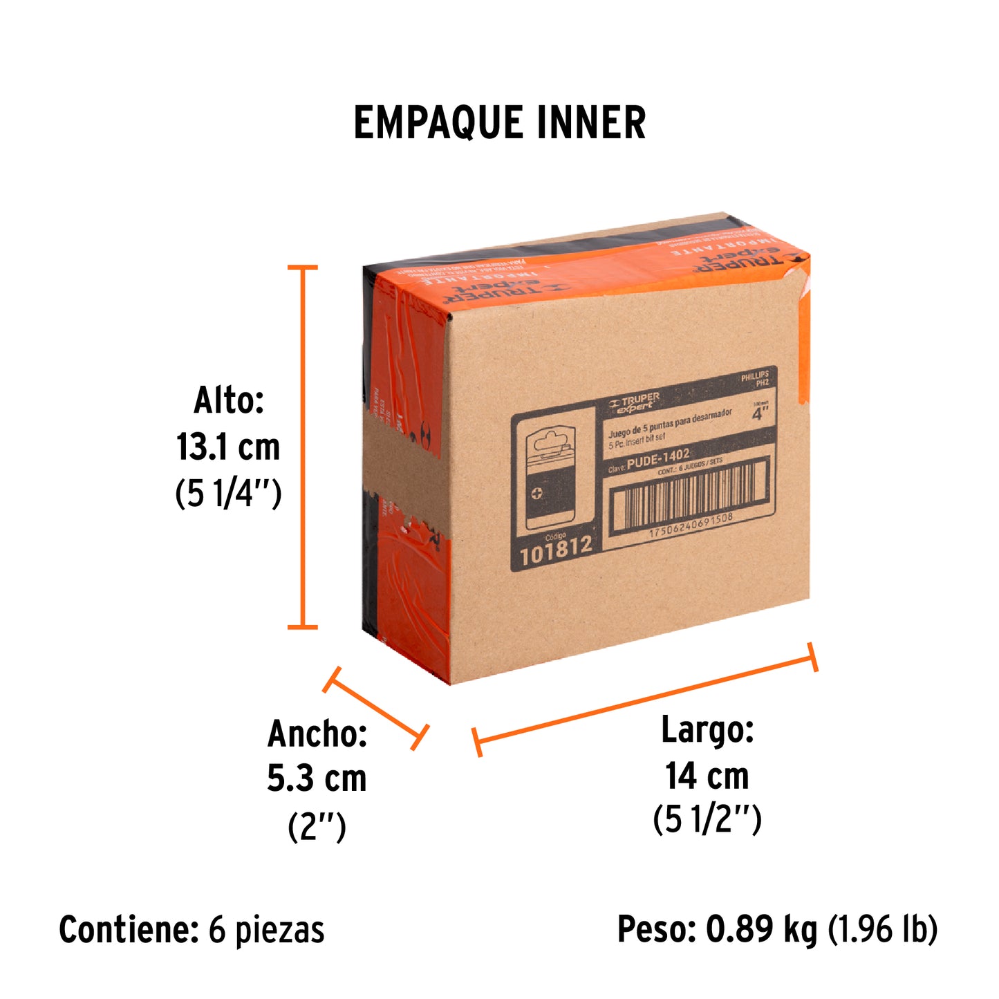 Estuche con 5 puntas de cruz PH2 largo 4', TRUPER EXPERT, Expert, SKU 101812 — vista 6