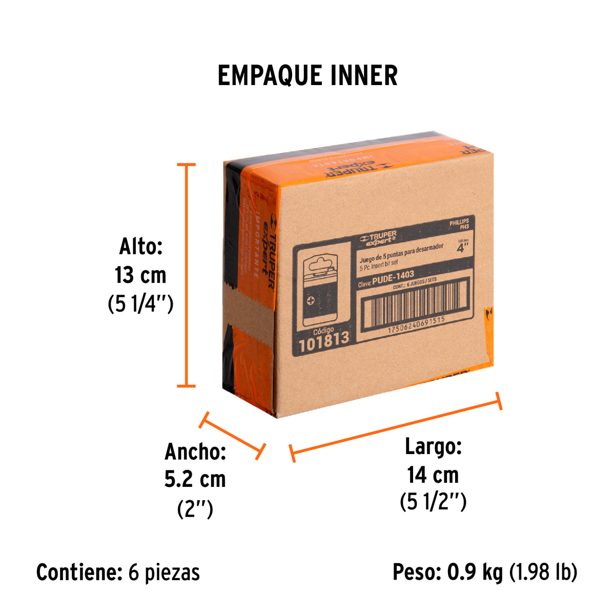 Estuche con 5 puntas de cruz PH3 largo 4', TRUPER EXPERT, Expert, SKU 101813 — vista 6