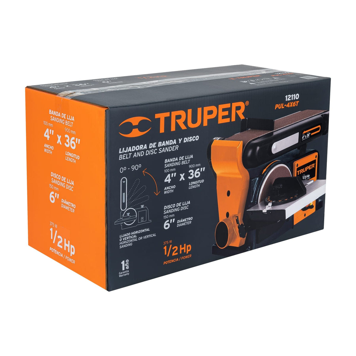 Lijadora de banda y disco 4 x 6' 1/2 HP (375 W) TRUPER — foto oficial 2