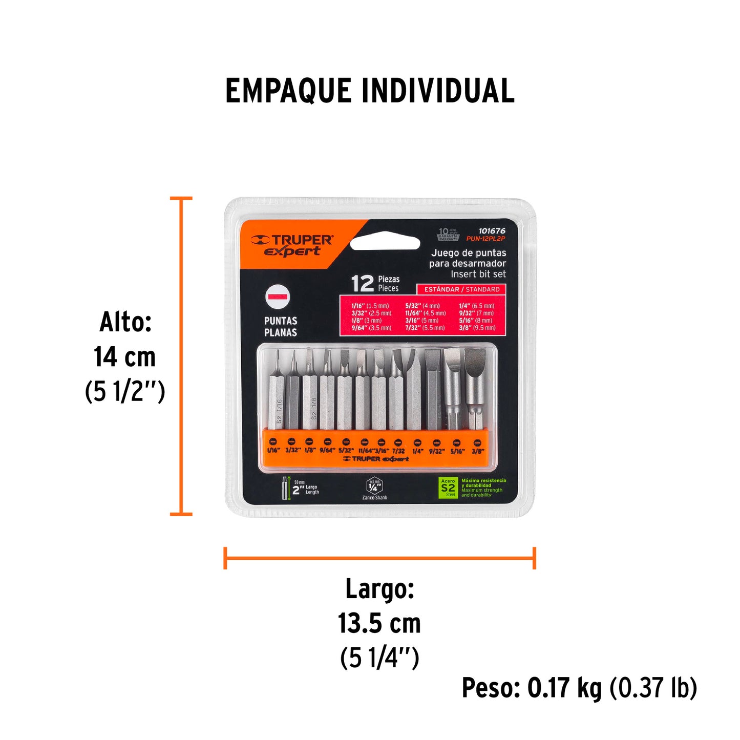 Juego de 12 puntas planas std combinadas largo 2', EXPERT, Expert, SKU 101676 — vista 5