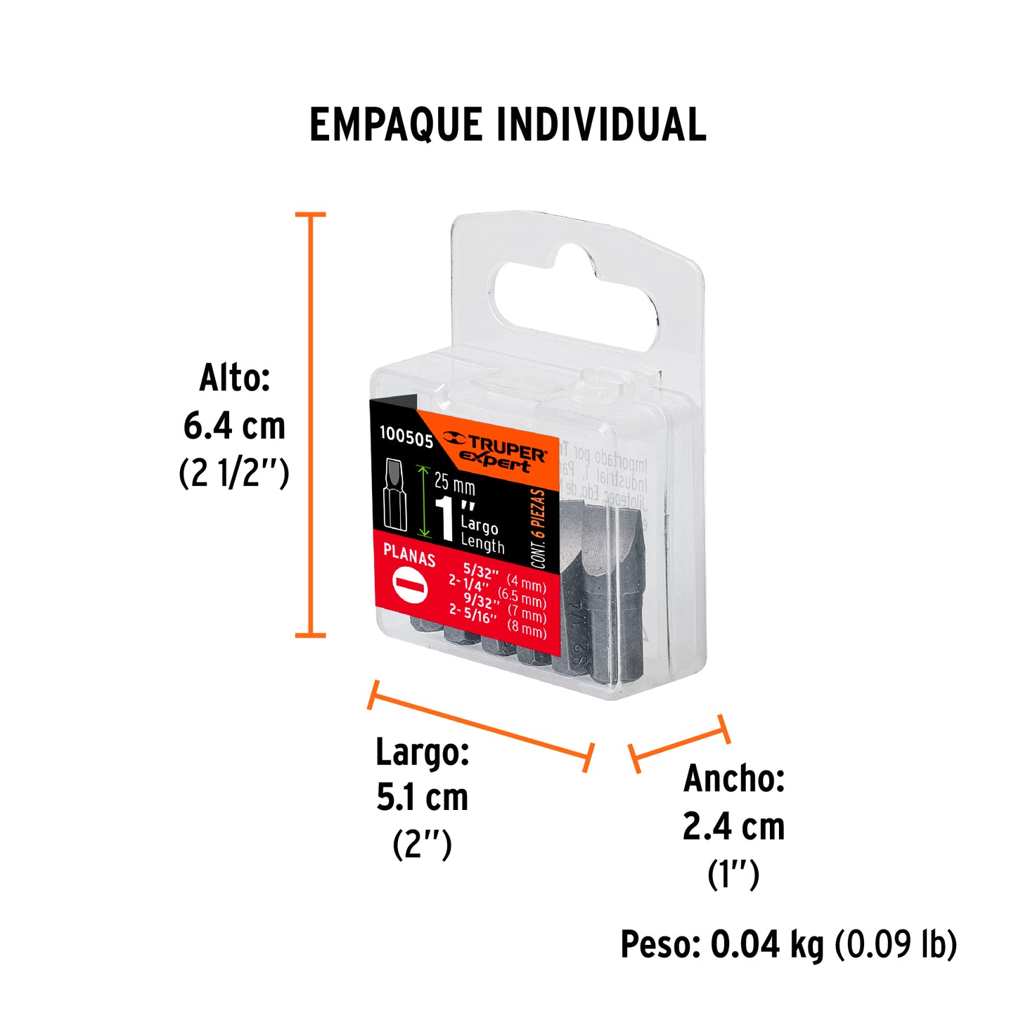 Estuche con 6 puntas planas combinadas largo 1', EXPERT, Expert, SKU 100505 — vista 5