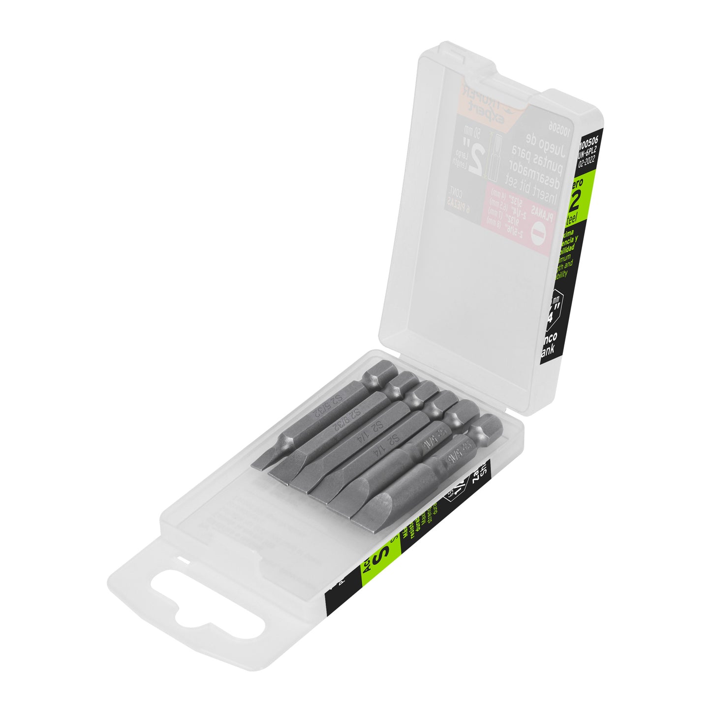 Estuche con 6 puntas planas combinadas largo 2', EXPERT, Expert, SKU 100506
