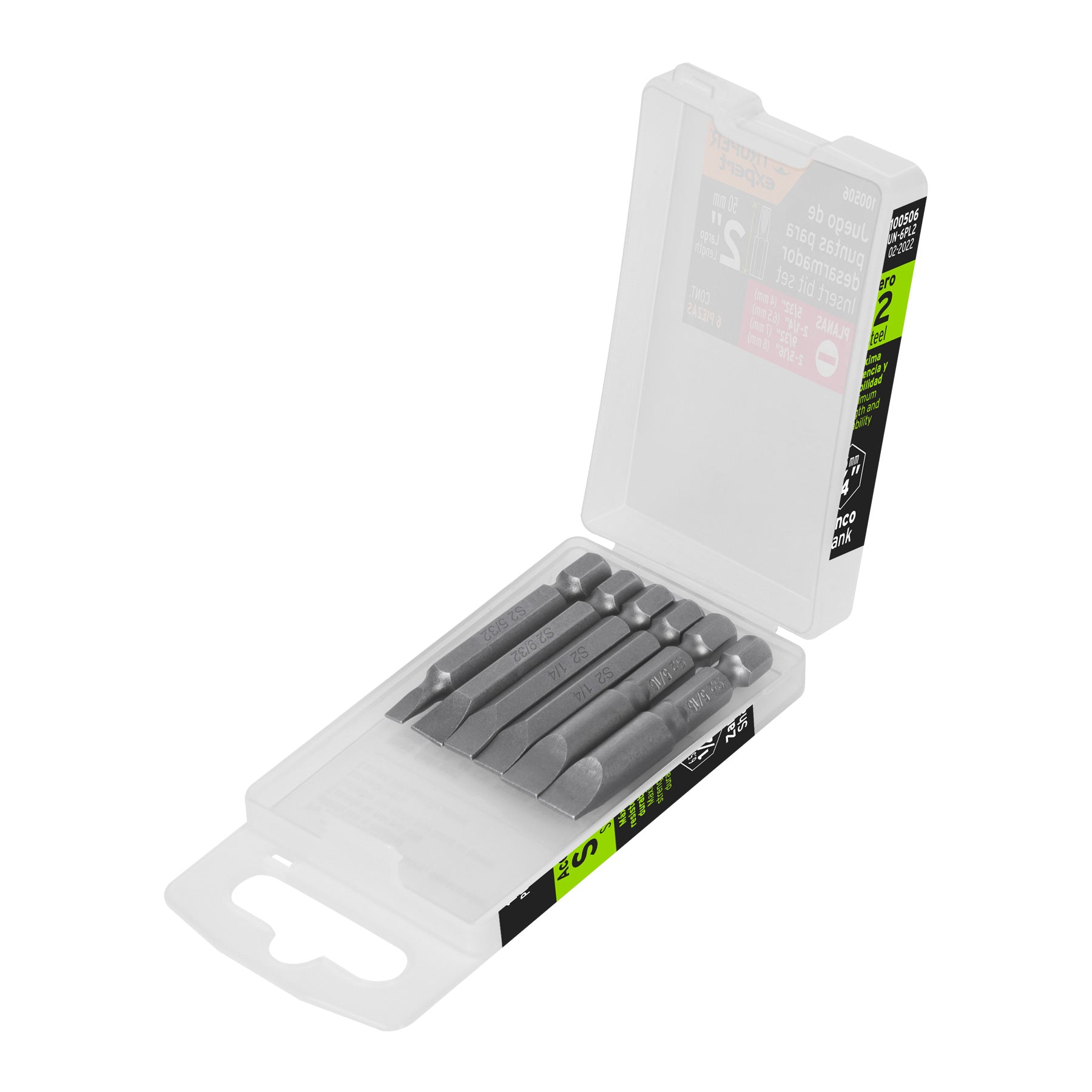 Estuche con 6 puntas planas combinadas largo 2', EXPERT, Expert, SKU 100506